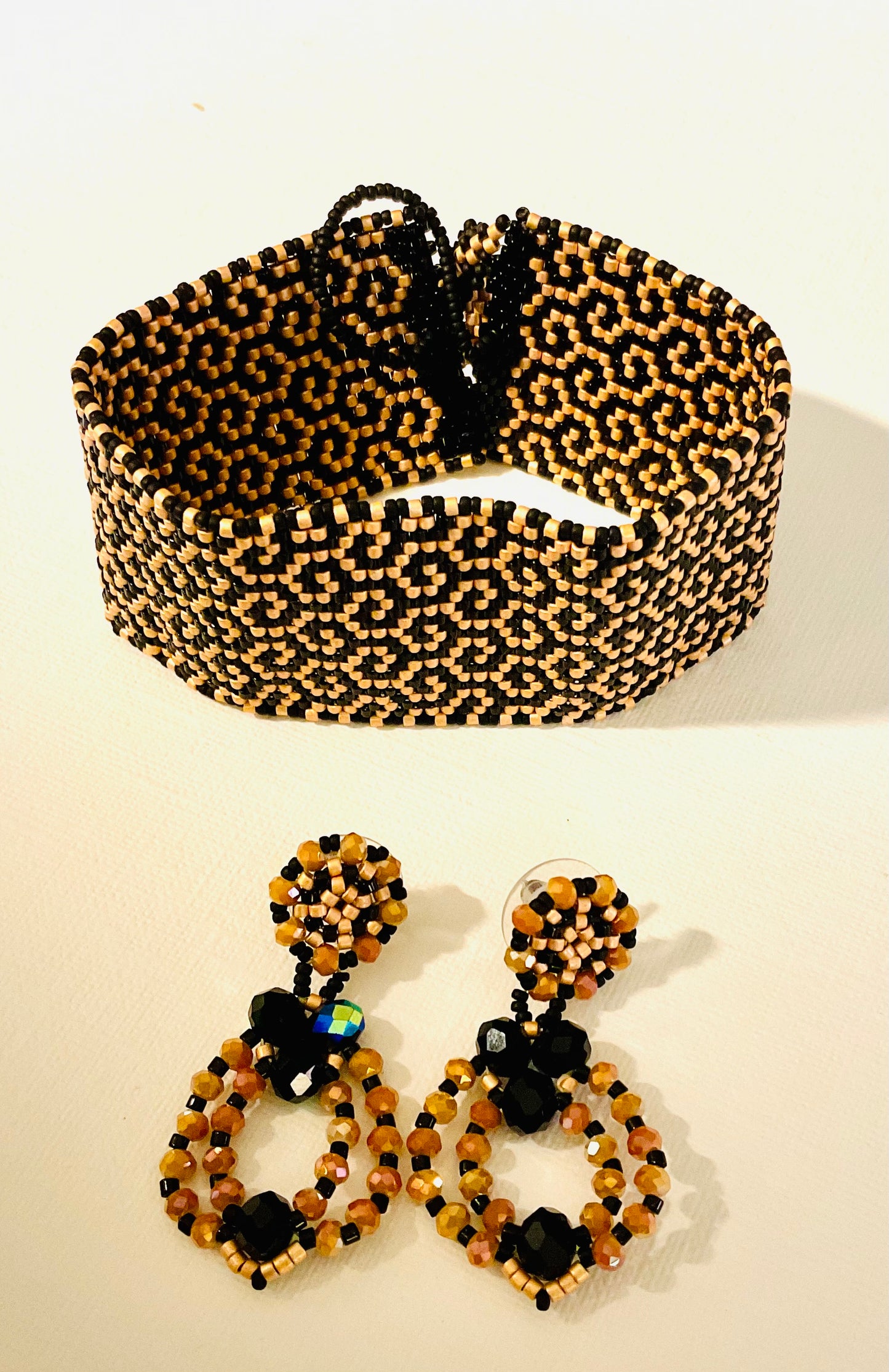 Bracciale con orecchini fatti a mano cn perline Miyuki
