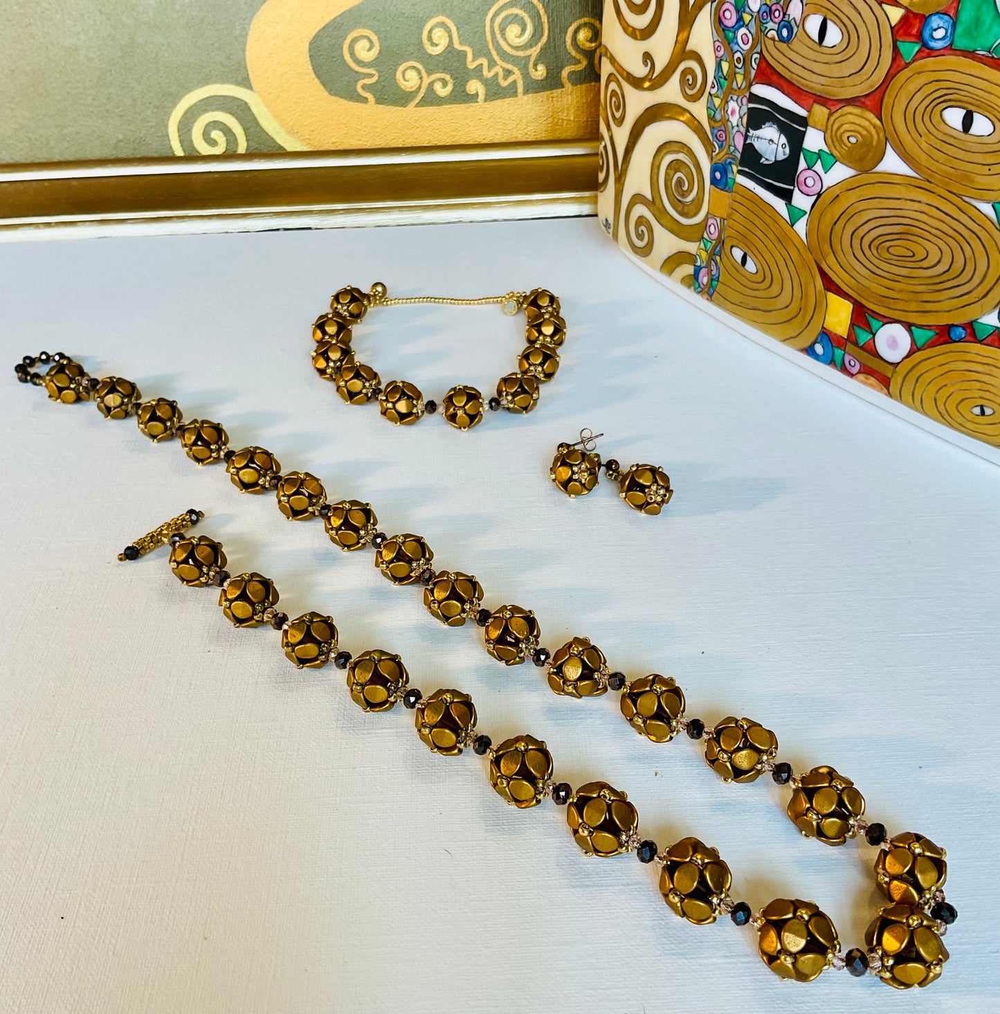 Collana con bracciale ed orecchini artigianali fatti a mano perline Miyuki