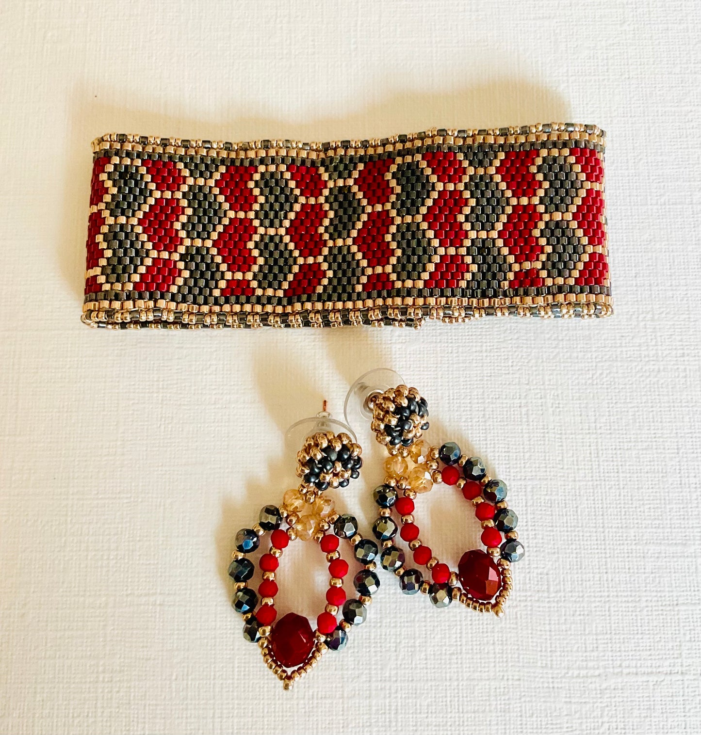 Bracciale con orecchini fatti a mano cn perline Miyuki