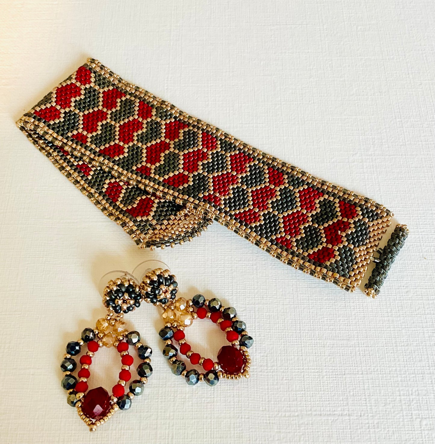 Bracciale con orecchini fatti a mano cn perline Miyuki