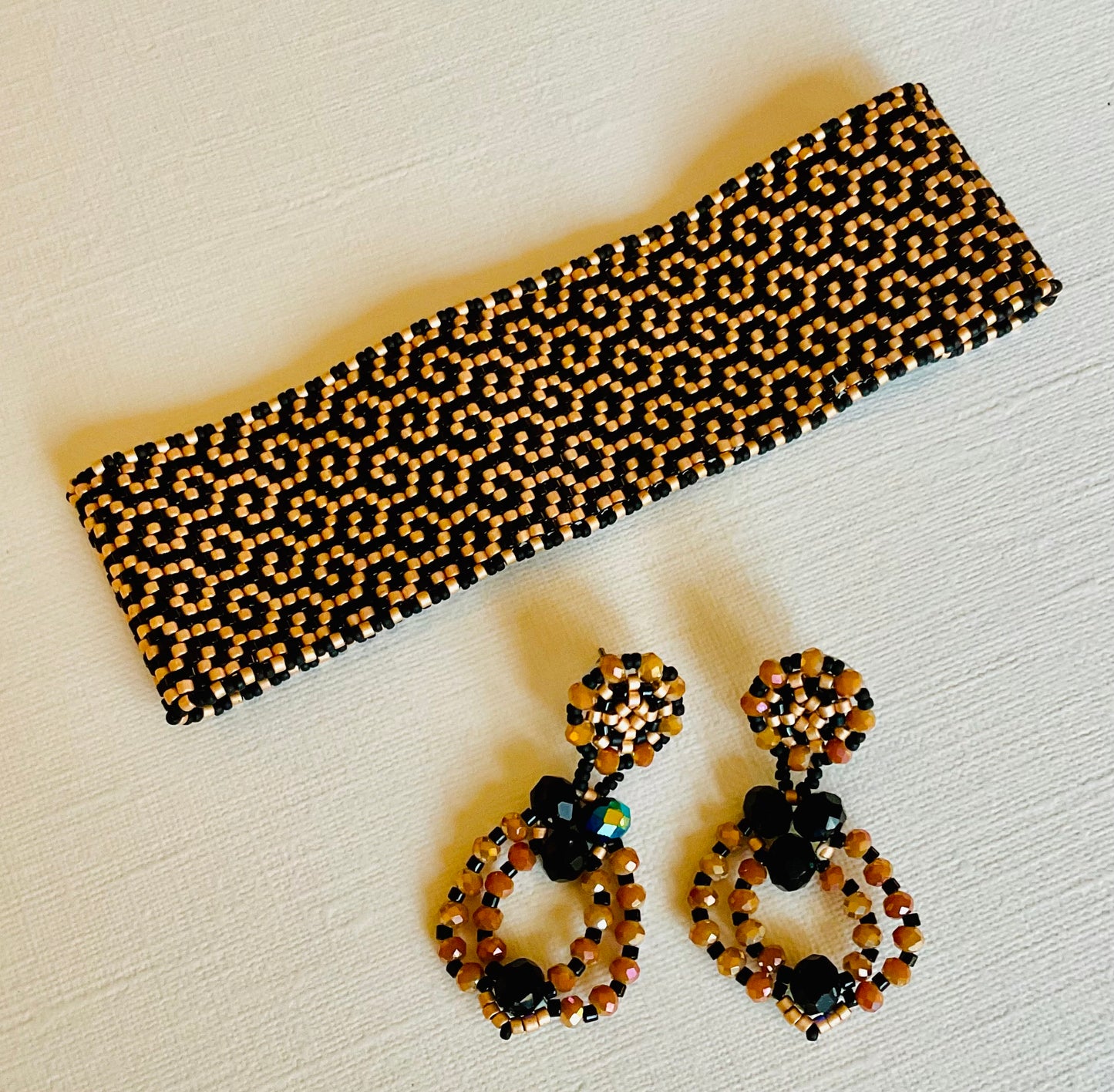 Bracciale con orecchini fatti a mano cn perline Miyuki
