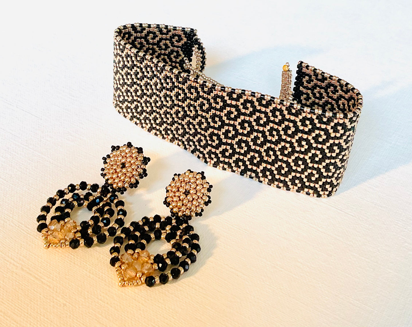 Bracciale con orecchini fatti a mano cn perline Miyuki