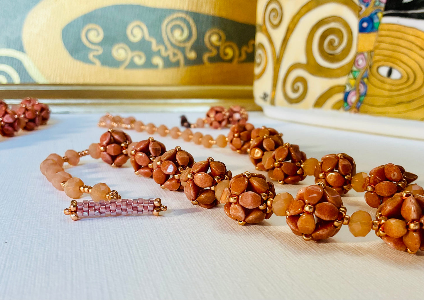 Collana con bracciale ed orecchini artigianali fatti a mano perline Miyuki