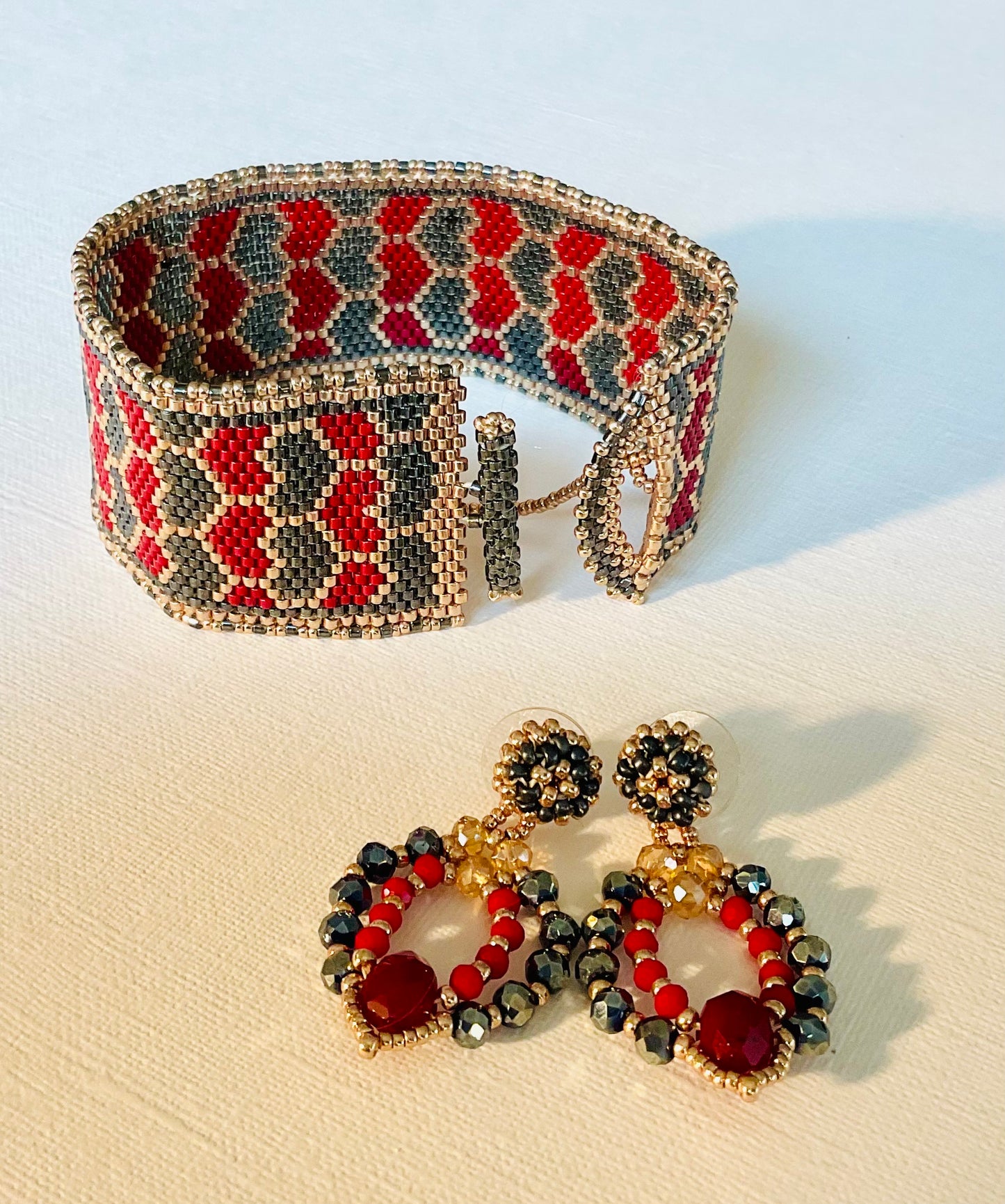 Bracciale con orecchini fatti a mano cn perline Miyuki