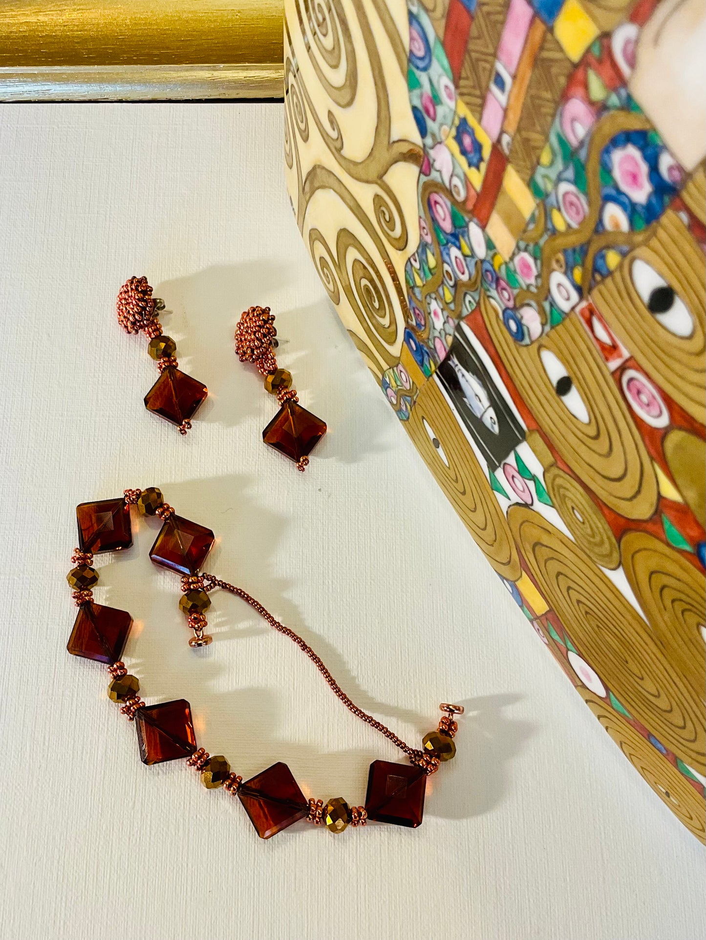 Bracciale con orecchini fatti a mano con perline in vetro Miyuki