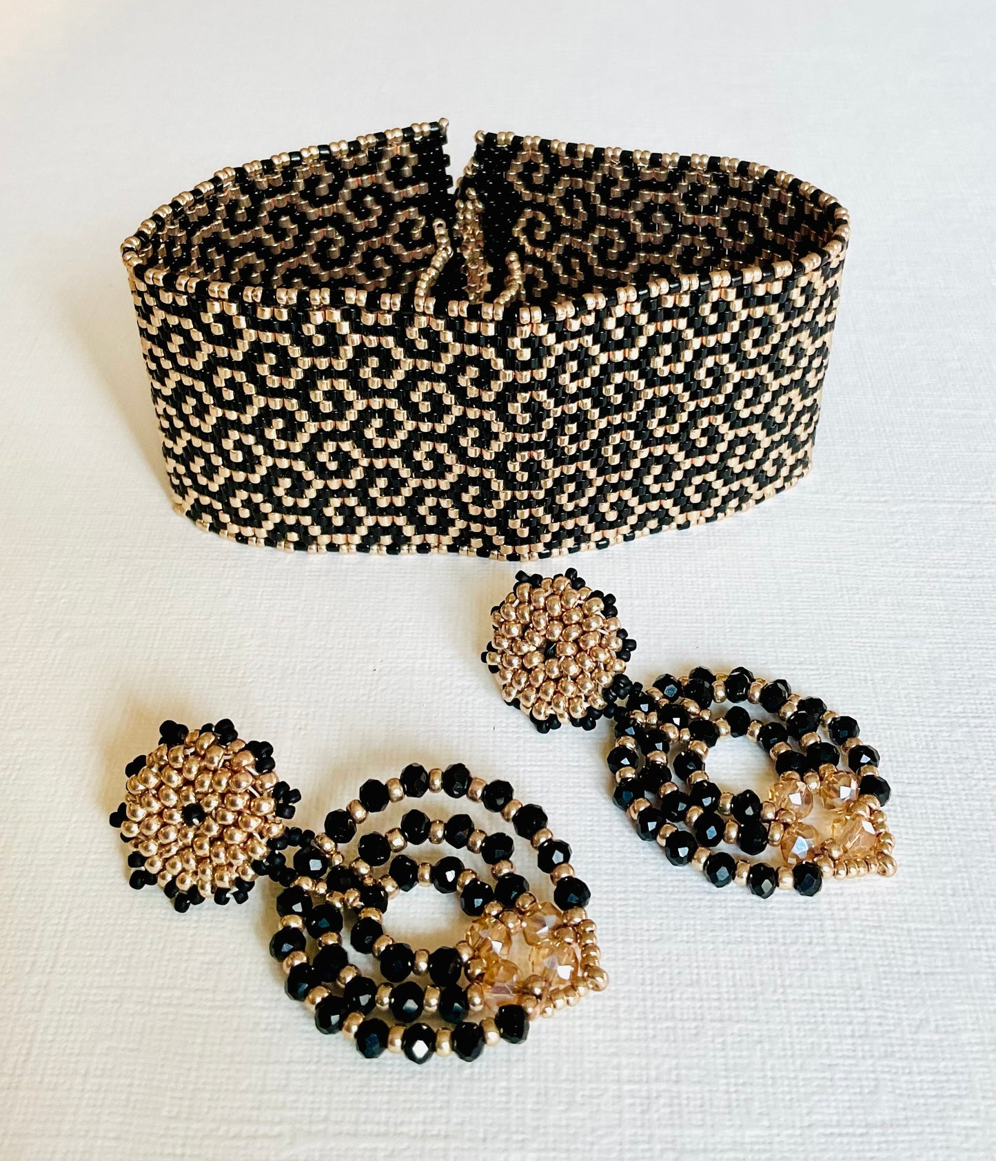 Bracciale con orecchini fatti a mano cn perline Miyuki