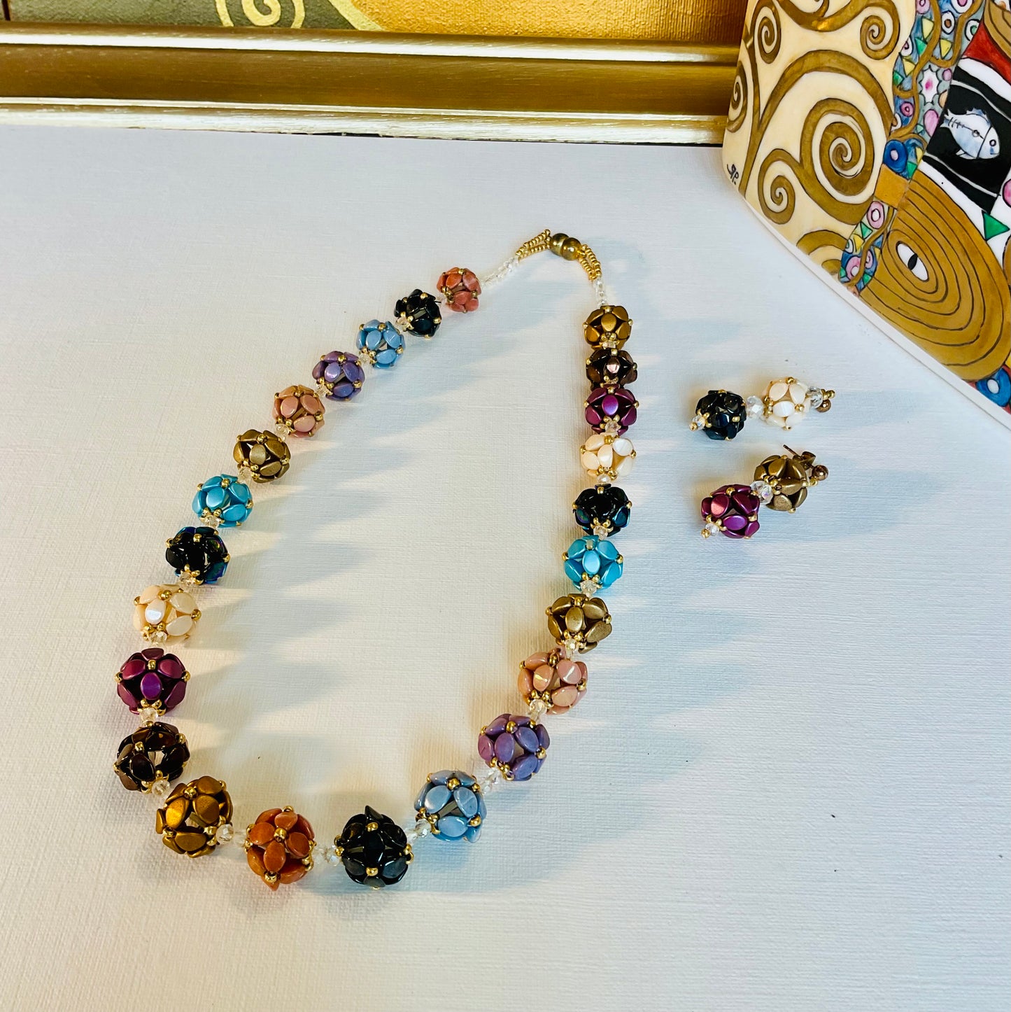 Collana ed orecchini artigianali fatti a mano perline Miyuki