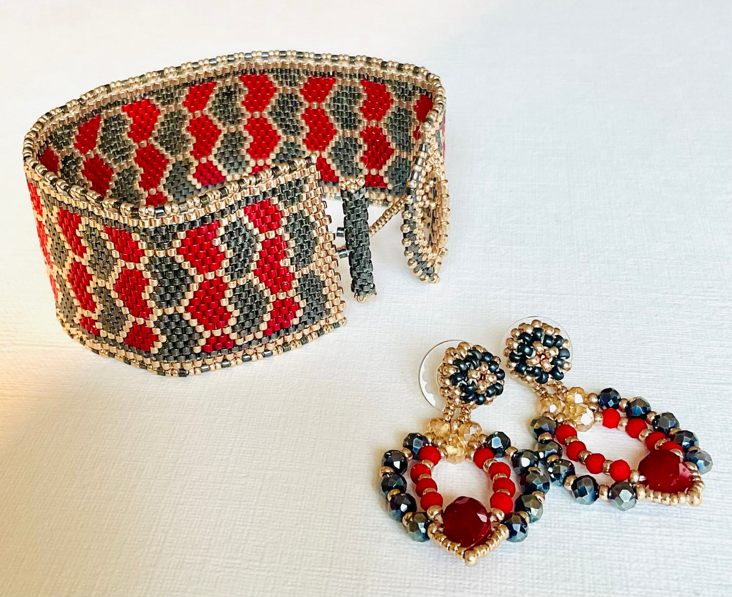 Bracciale con orecchini fatti a mano cn perline Miyuki