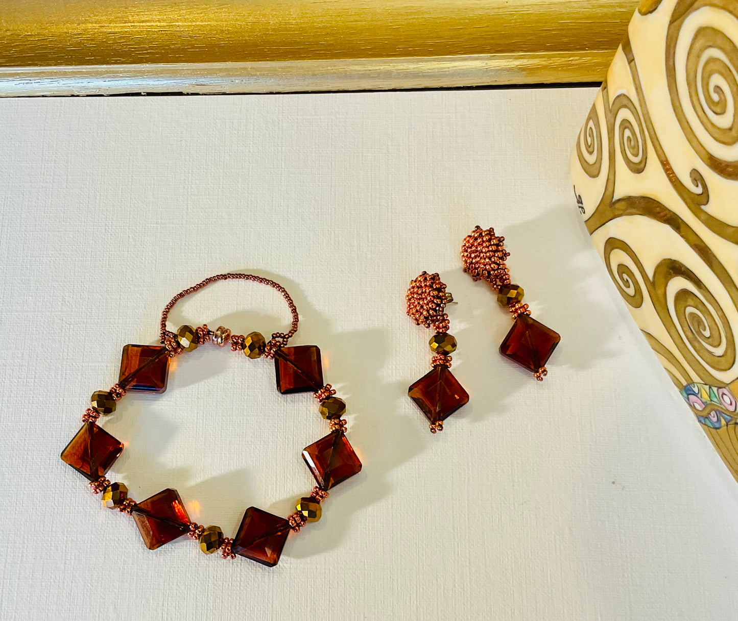 Bracciale con orecchini fatti a mano con perline in vetro Miyuki