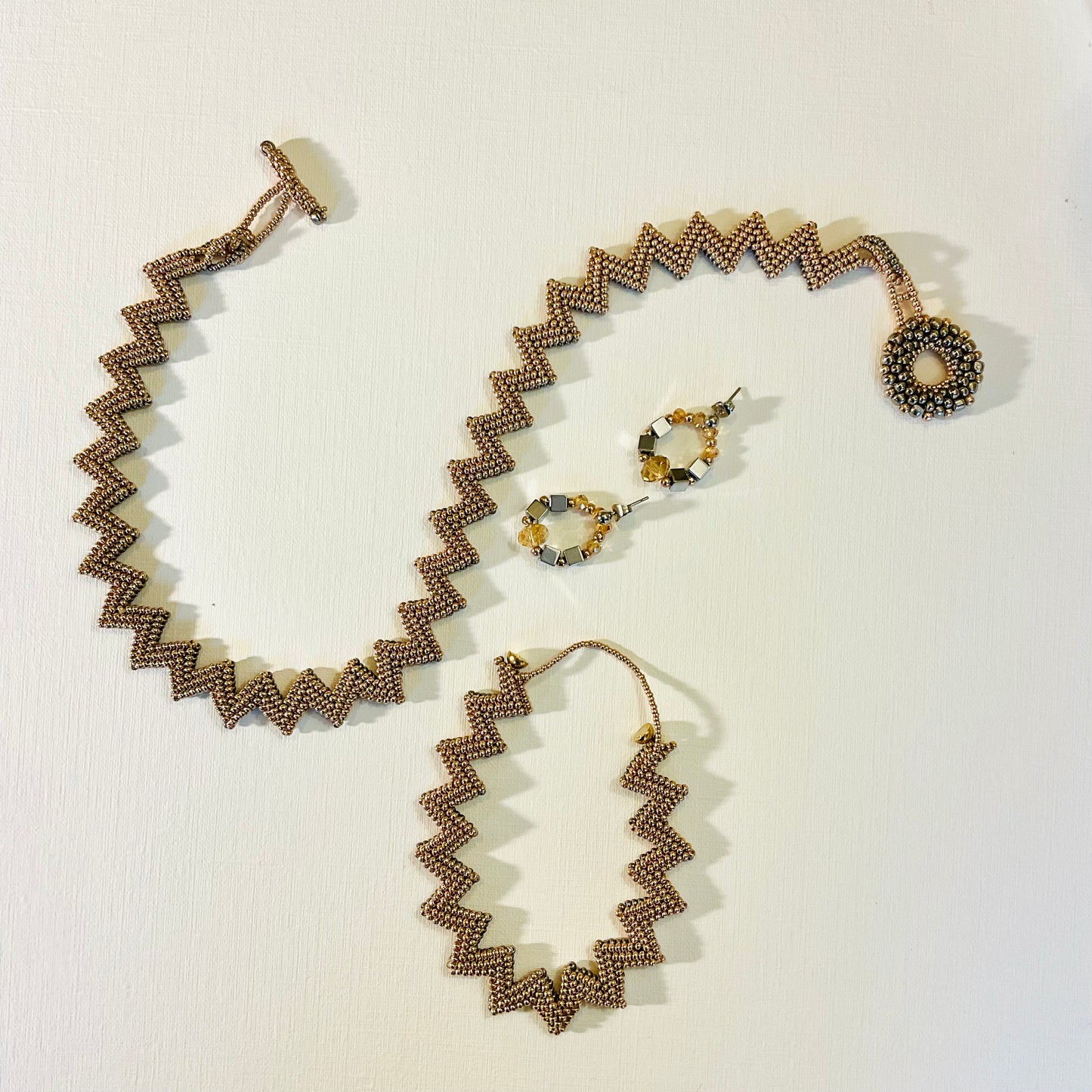 Collana con bracciale ed orecchini artigianali fatti a mano perline Miyuki