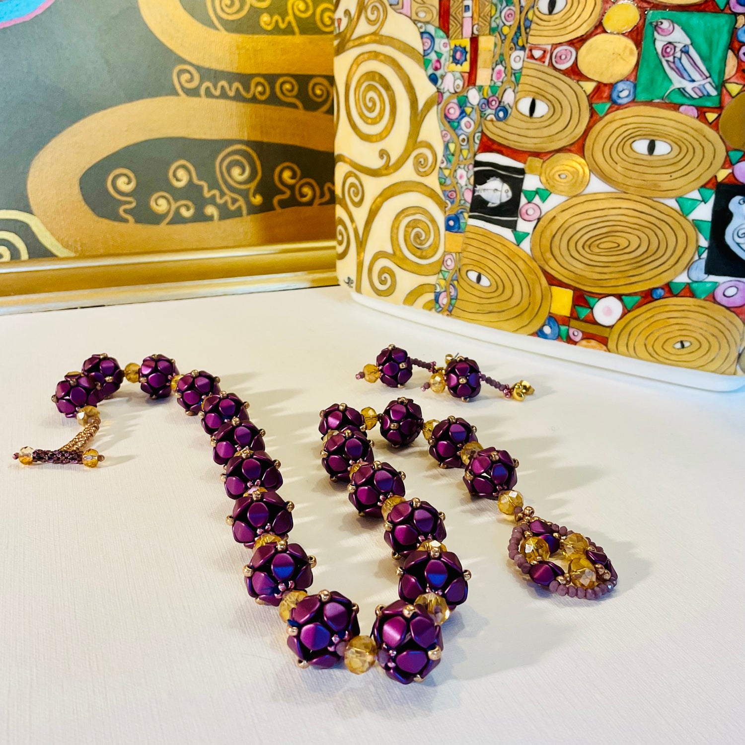 Collana con bracciale artigianali fatti a mano con perline in vetro Miyuki 