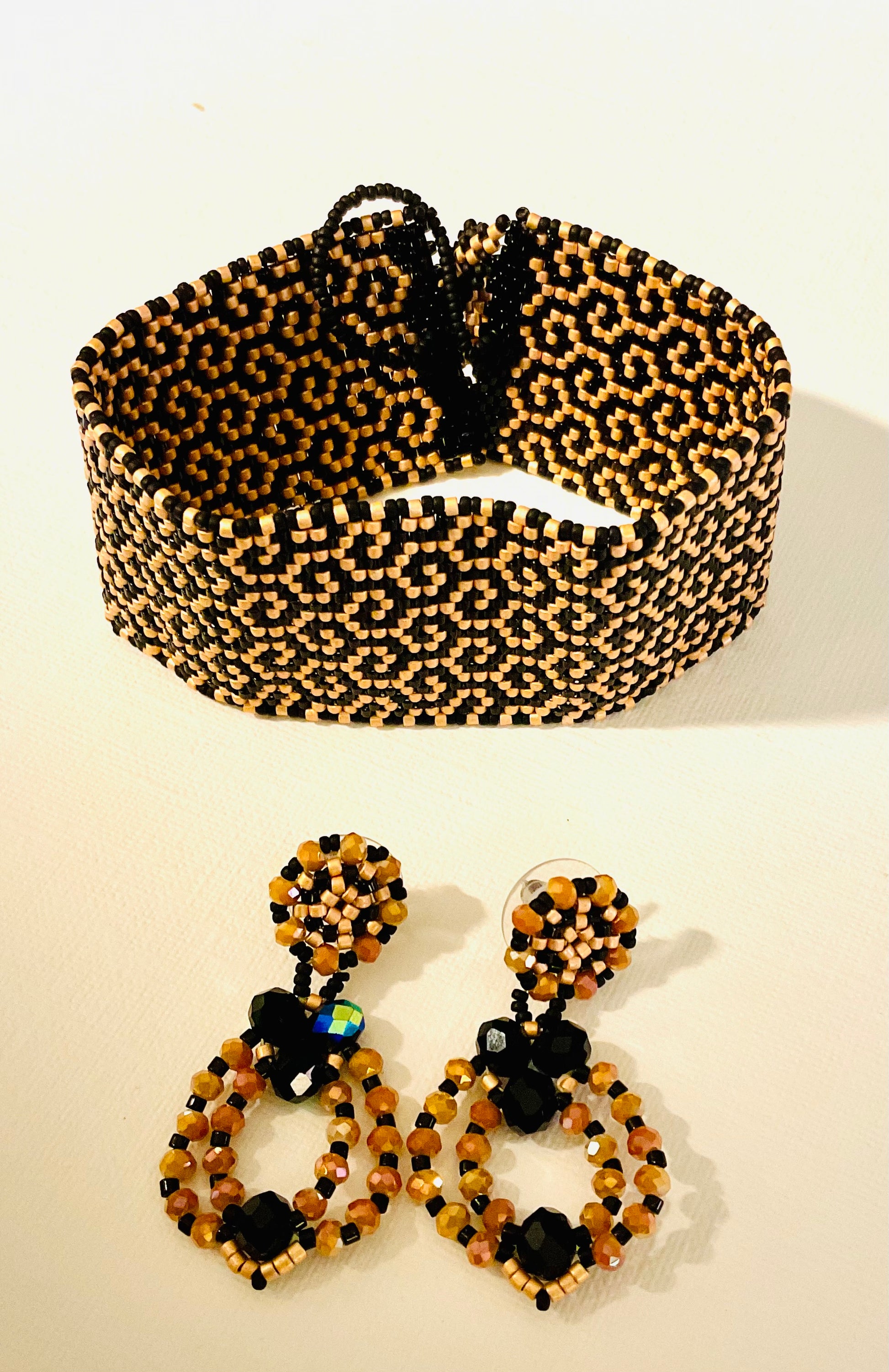 Bracciale con orecchini fatti a mano cn perline Miyuki