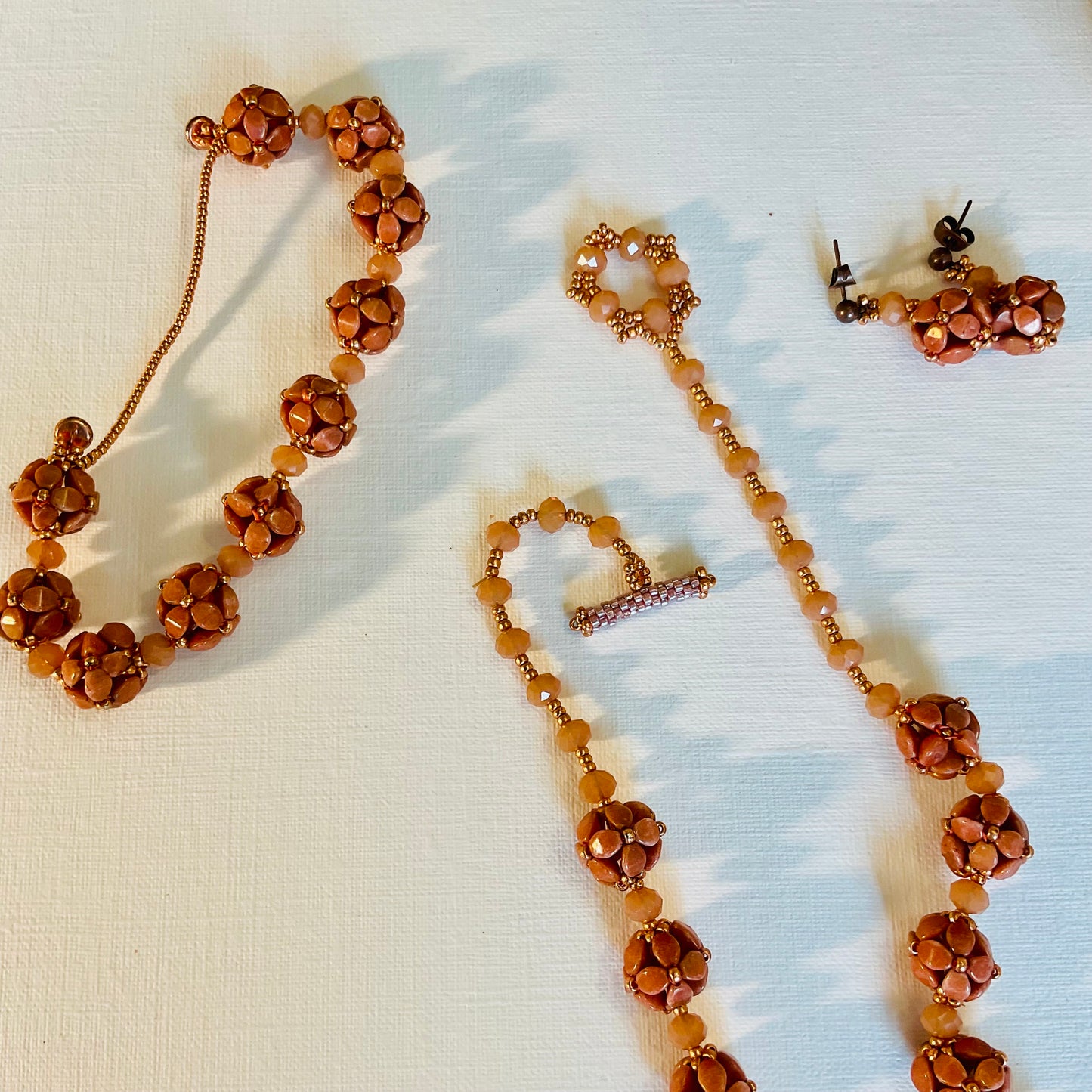 Collana con bracciale ed orecchini artigianali fatti a mano  perline Miyuki