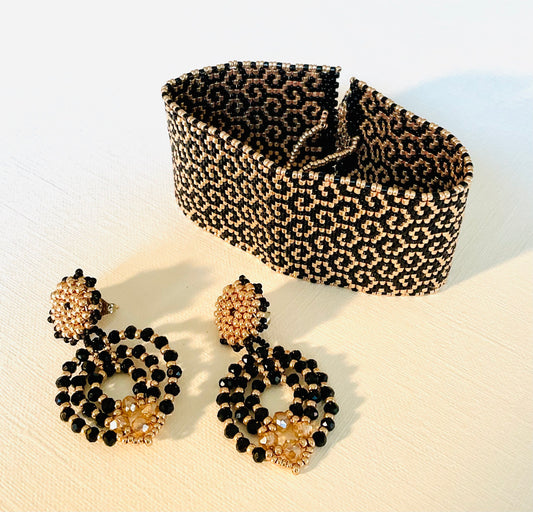 Bracciale con orecchini fatti a mano cn perline Miyuki