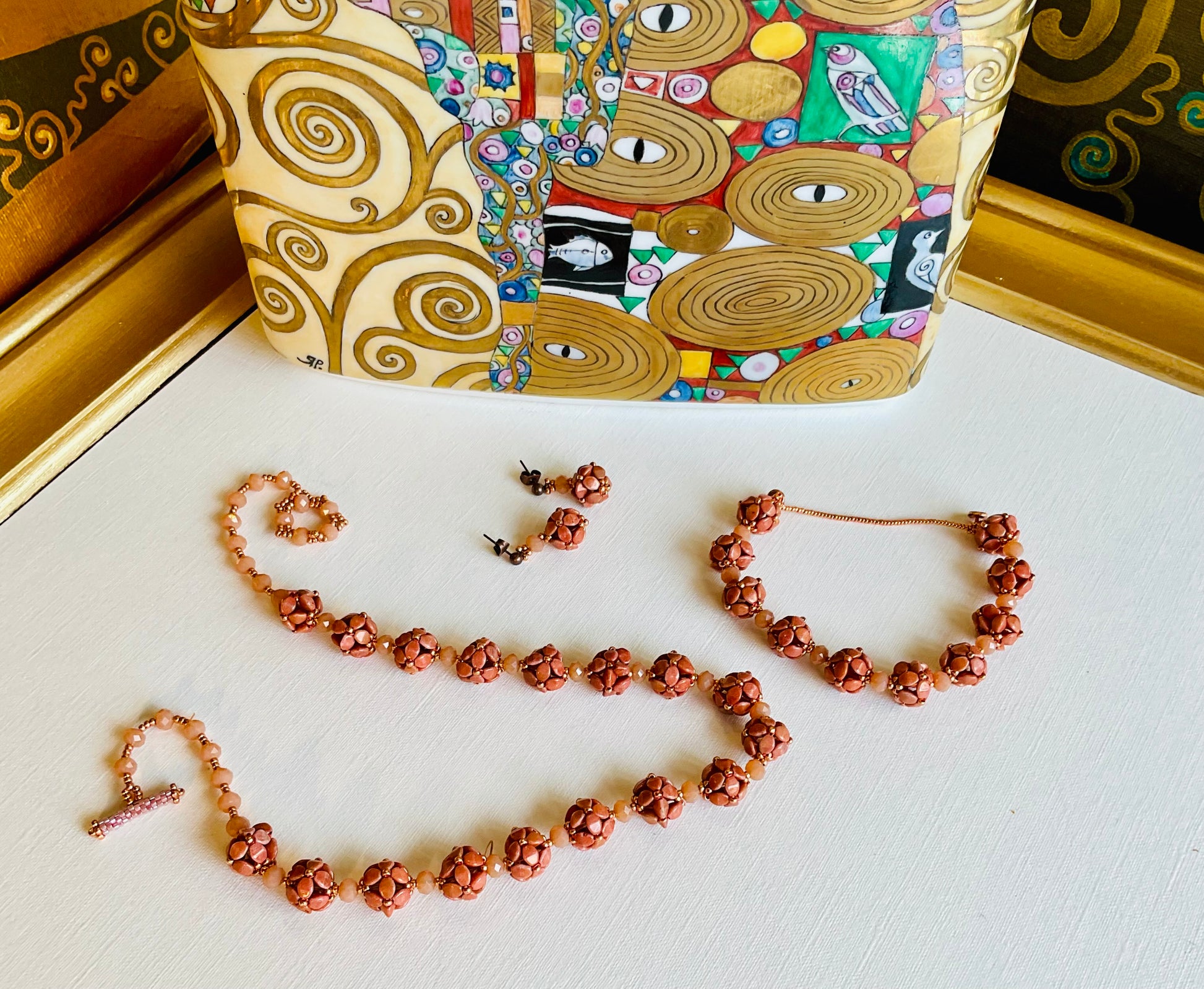 Collana con bracciale ed orecchini artigianali fatti a mano  perline Miyuki