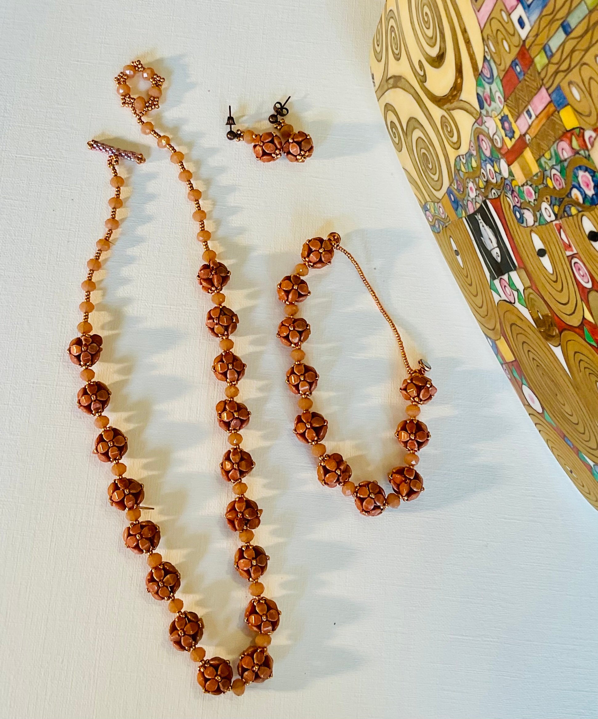 Collana con bracciale ed orecchini artigianali fatti a mano  perline Miyuki