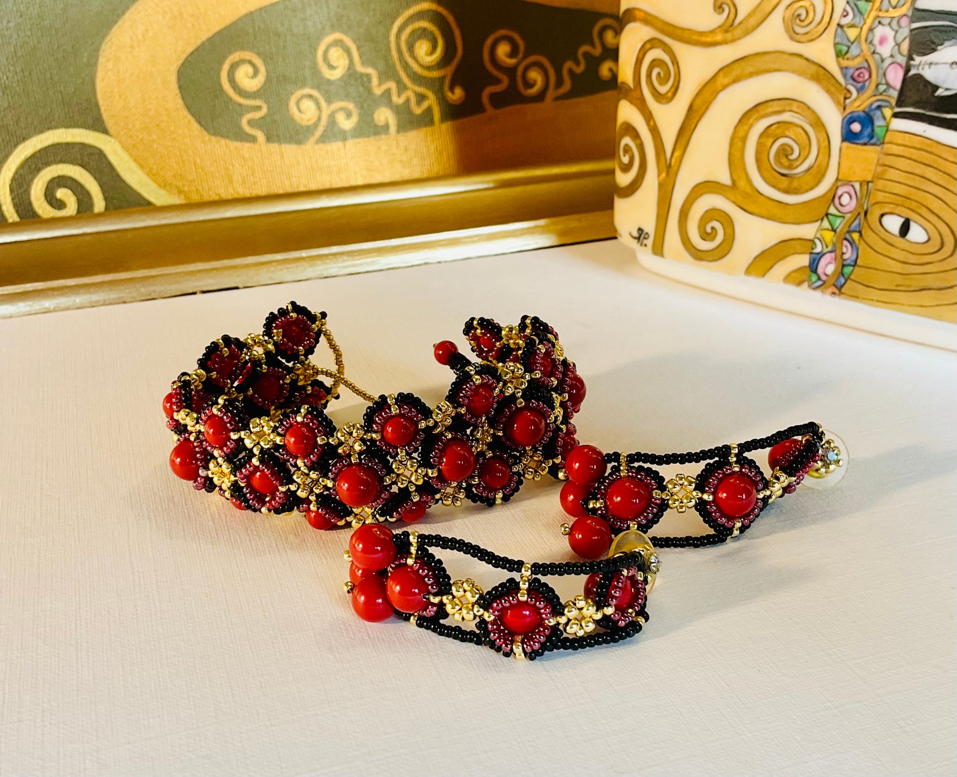 Bracciale con orecchini fatti a mano con perline in vetro Miyuki