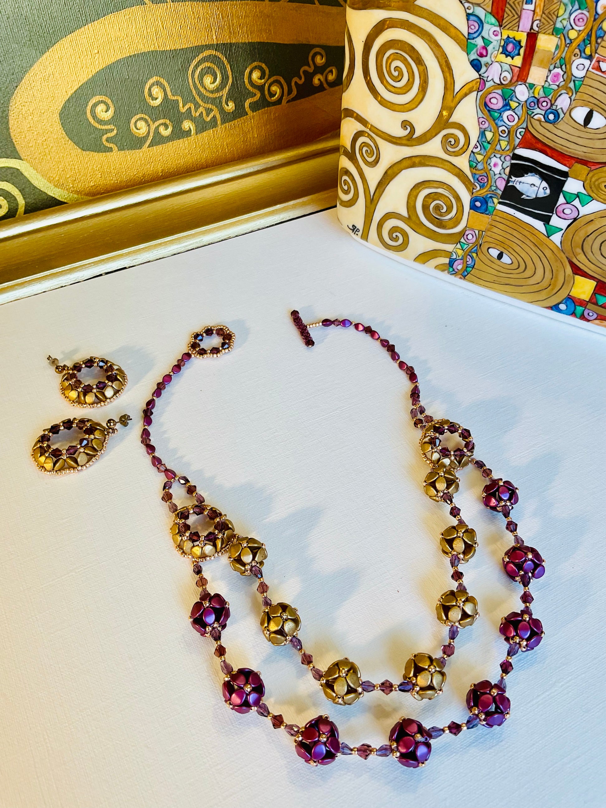 Collana ed orecchini artigianali fatti a mano  perline Miyuki 