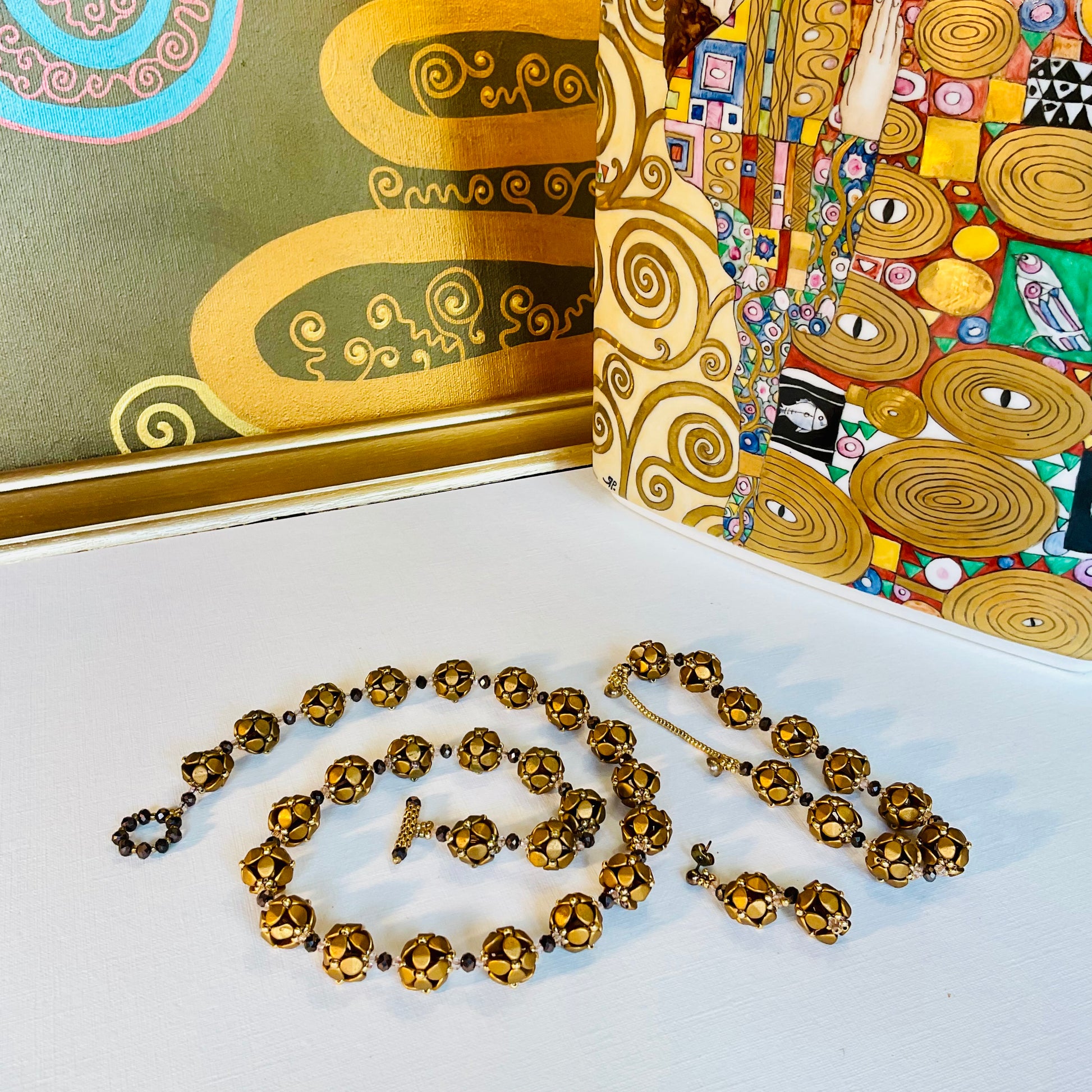 Collana con bracciale ed orecchini artigianali fatti a mano  perline Miyuki