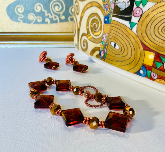 Bracciale con orecchini fatti a mano con perline in vetro Miyuki