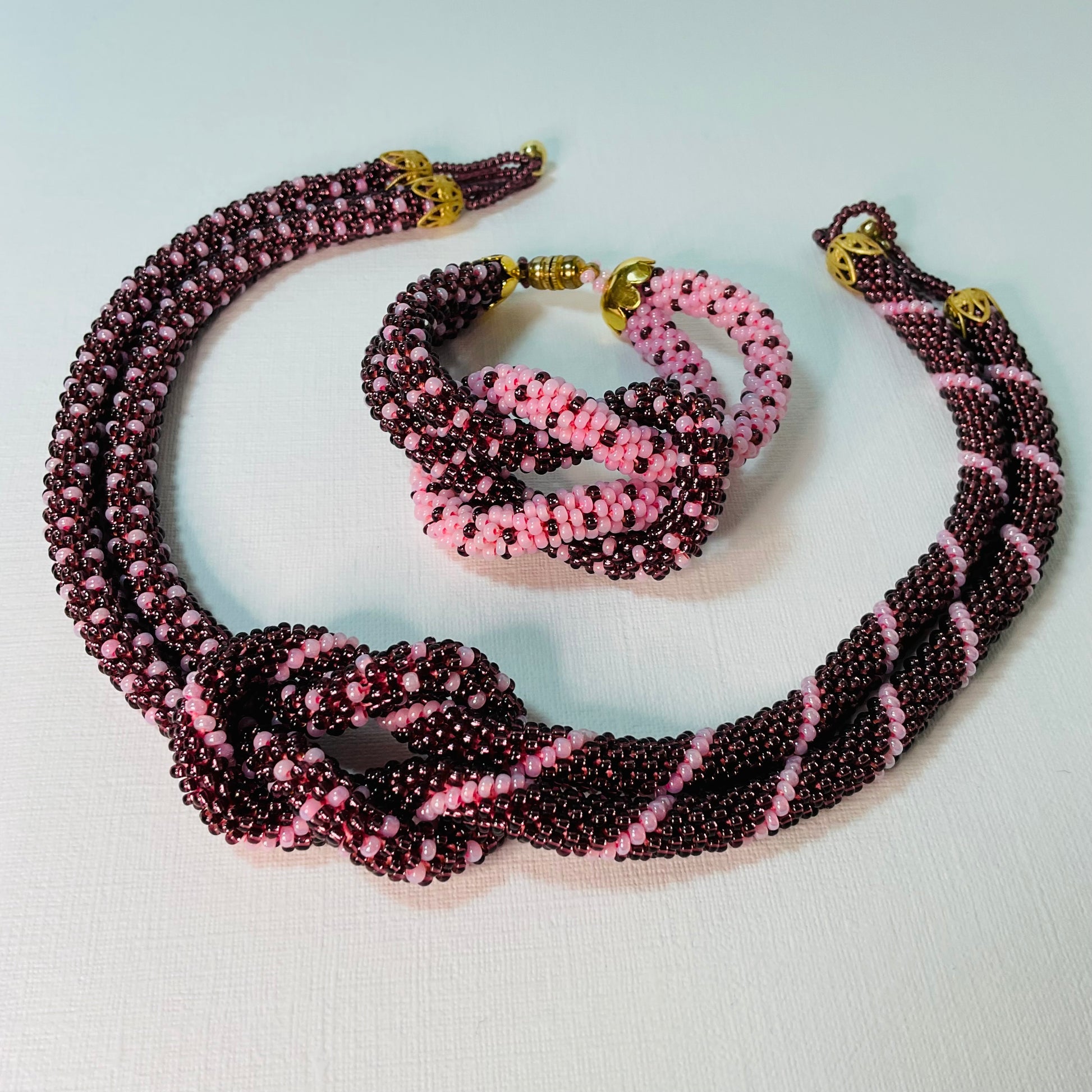 Collana e bracciale fatti a mano con perline in vetro Miyuki 