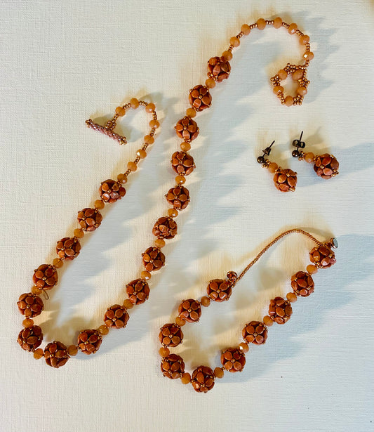 Collana con bracciale ed orecchini artigianali fatti a mano  perline Miyuki