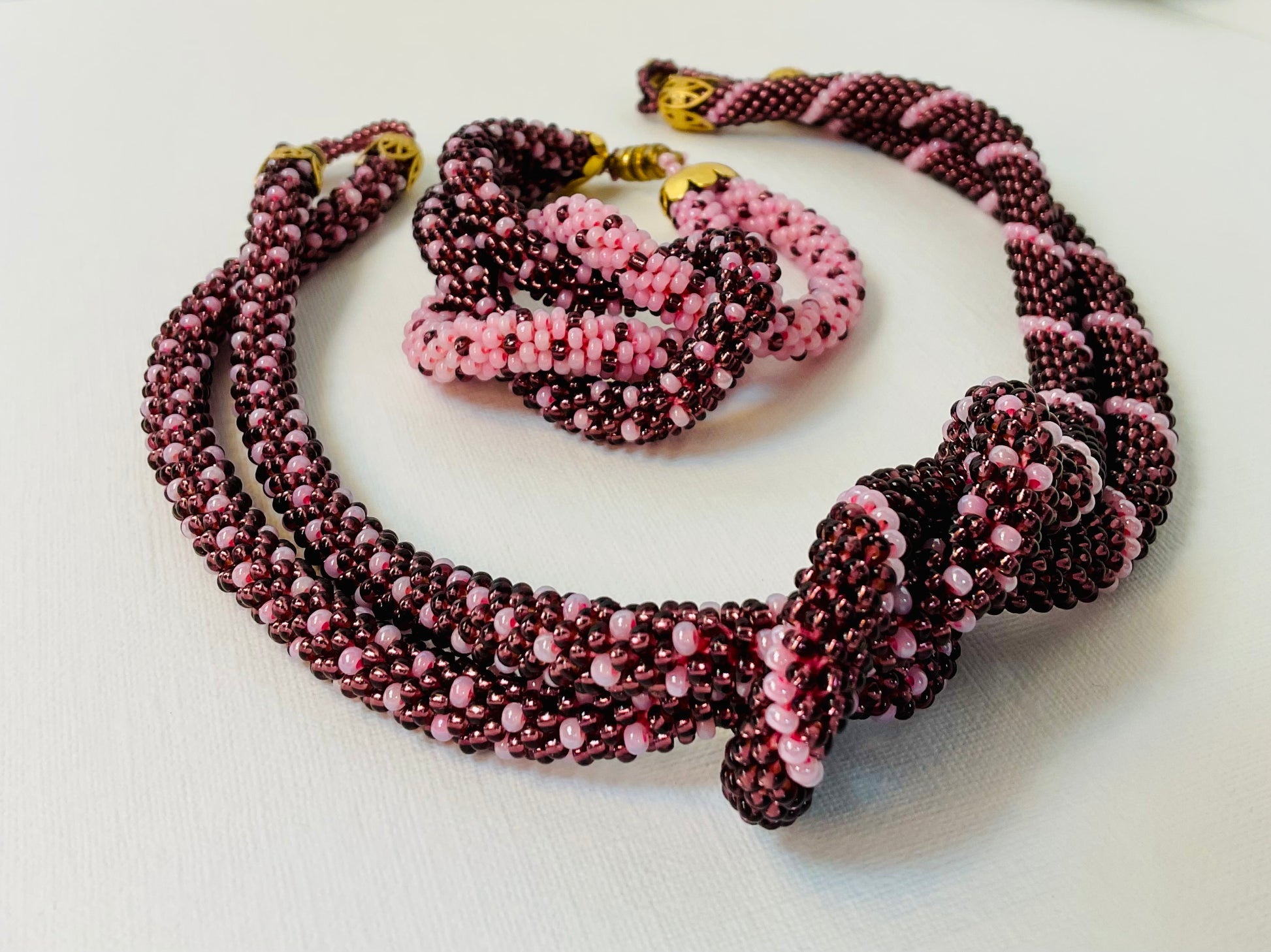 Collana e bracciale fatti a mano con perline in vetro Miyuki 