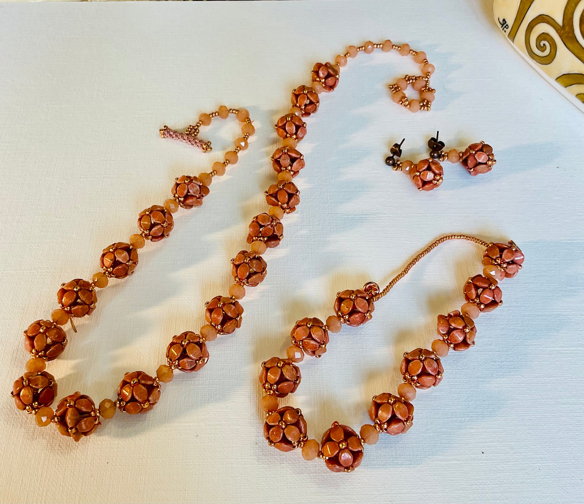 Collana con bracciale ed orecchini artigianali fatti a mano  perline Miyuki