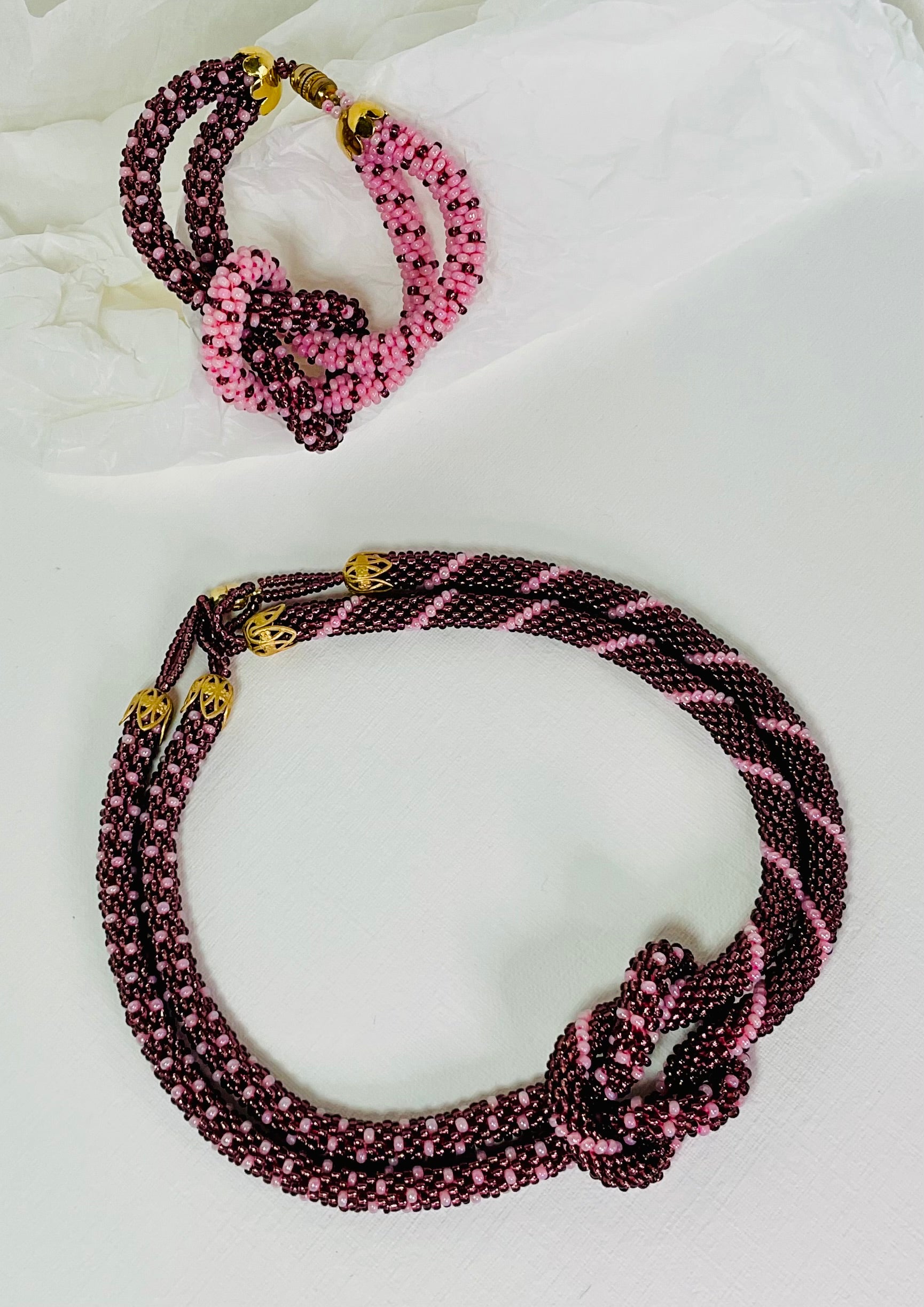Collana e bracciale fatti a mano con perline in vetro Miyuki 