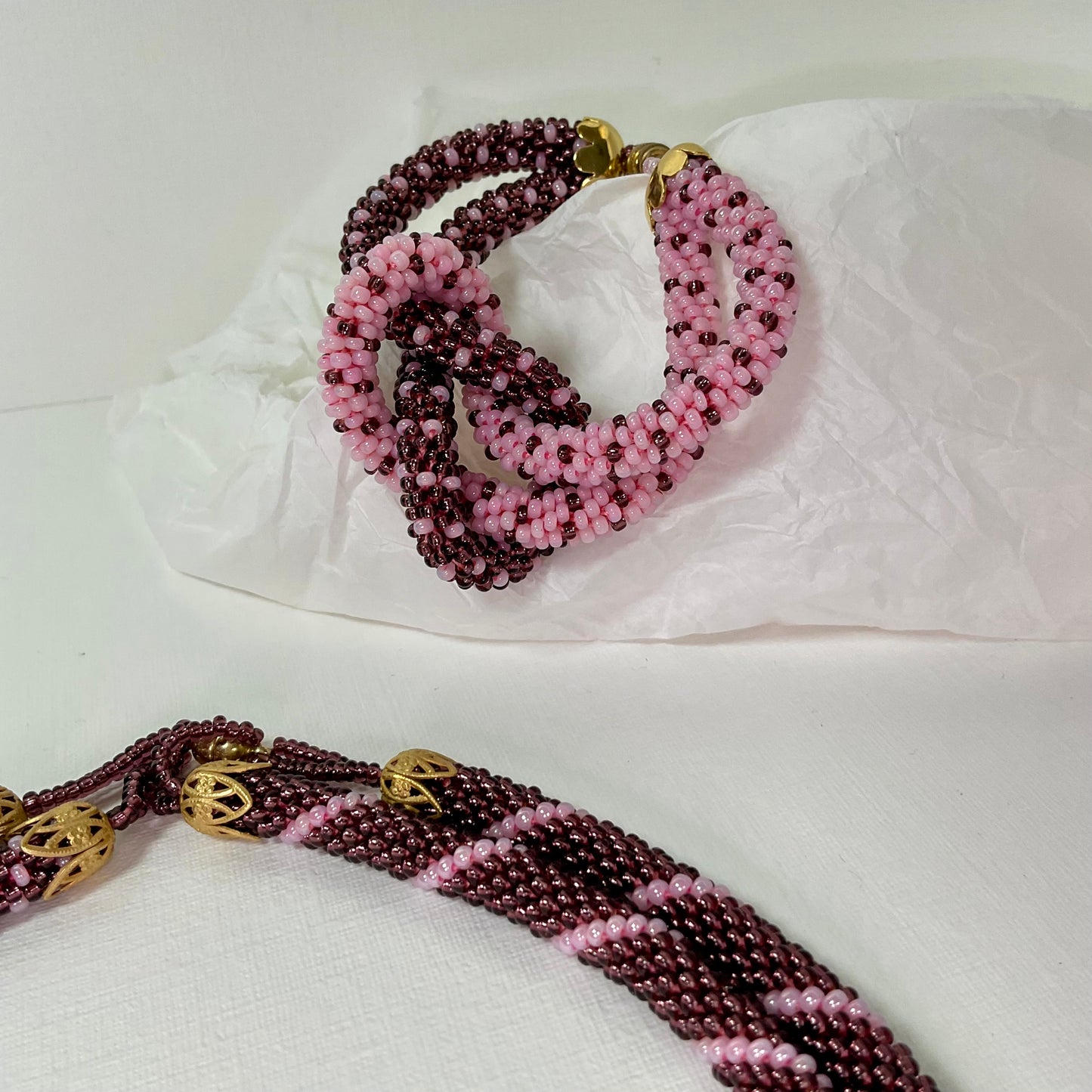 Collana e bracciale fatti a mano con perline in vetro Miyuki 