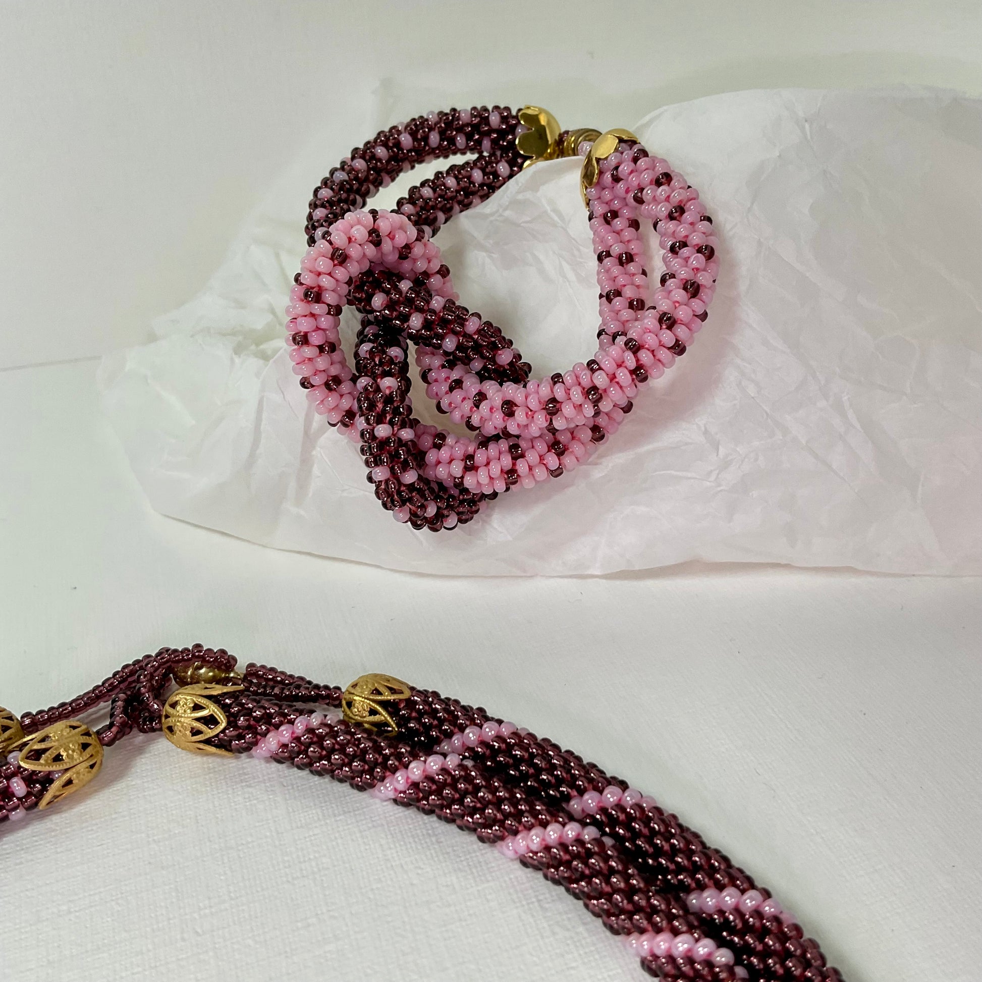Collana e bracciale fatti a mano con perline in vetro Miyuki 