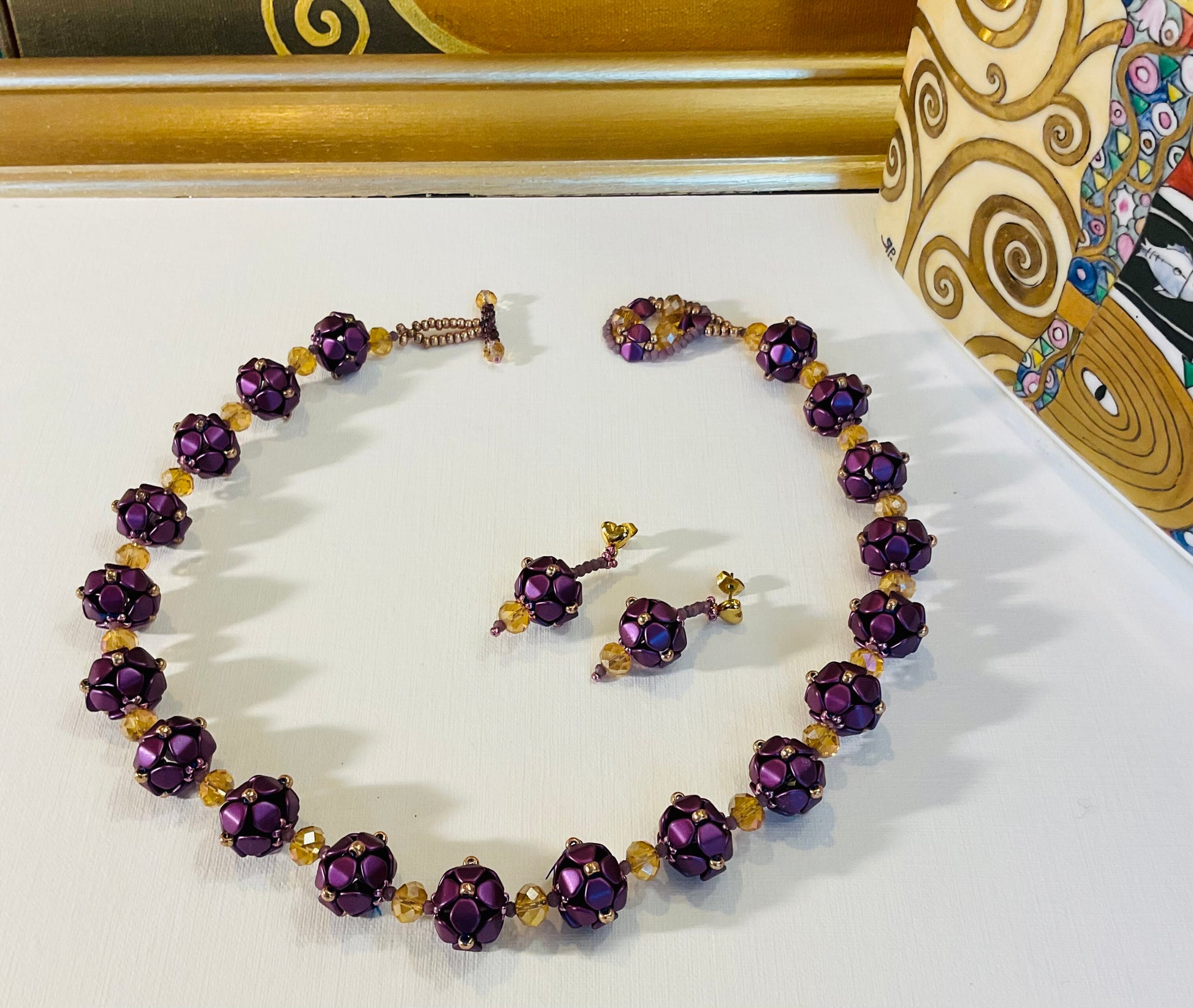 Collana ed orecchini artigianali fatti a mano  perline Miyuki 