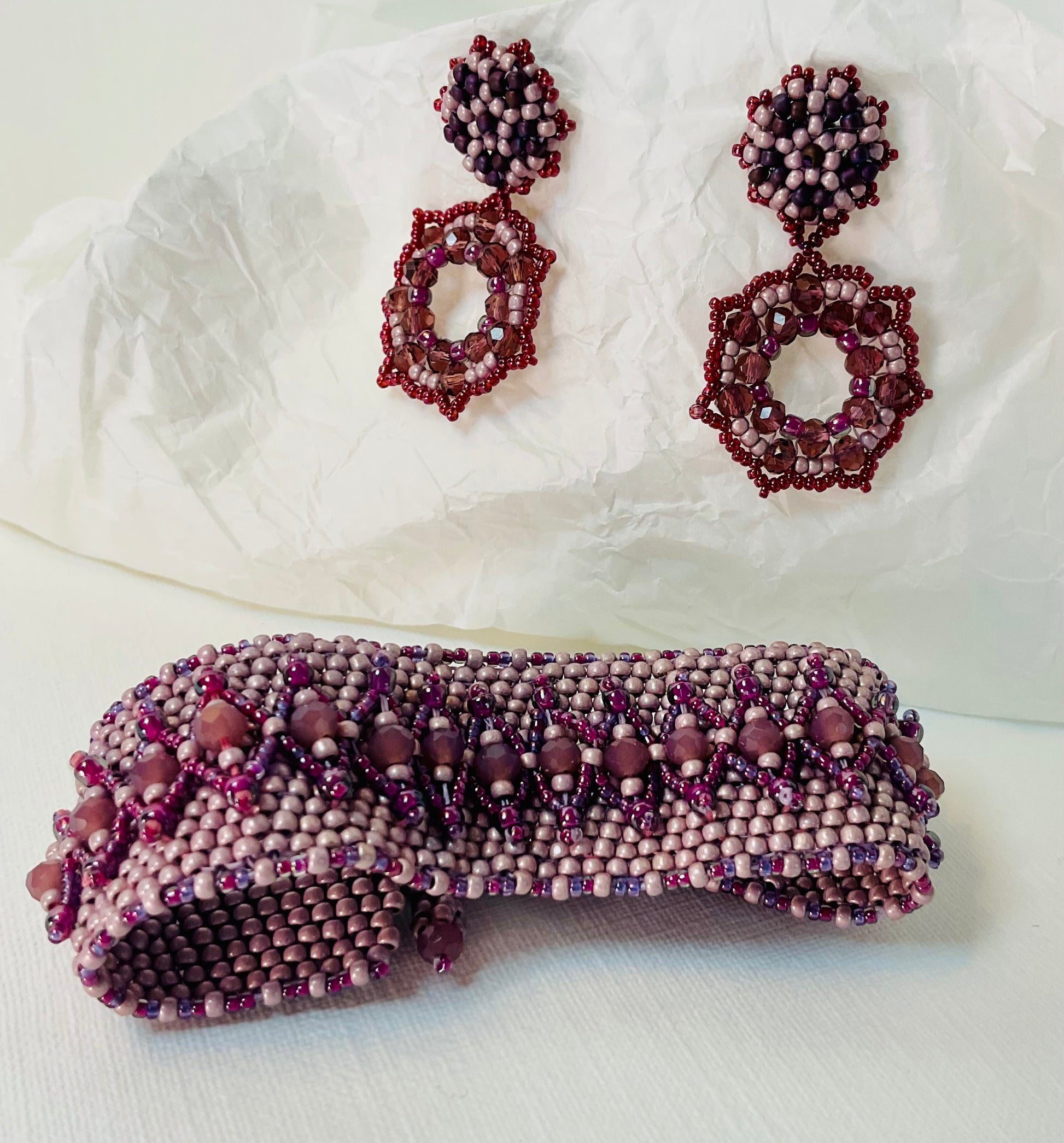 Bracciale con orecchini fatti a mano con perline in vetro Miyuki
