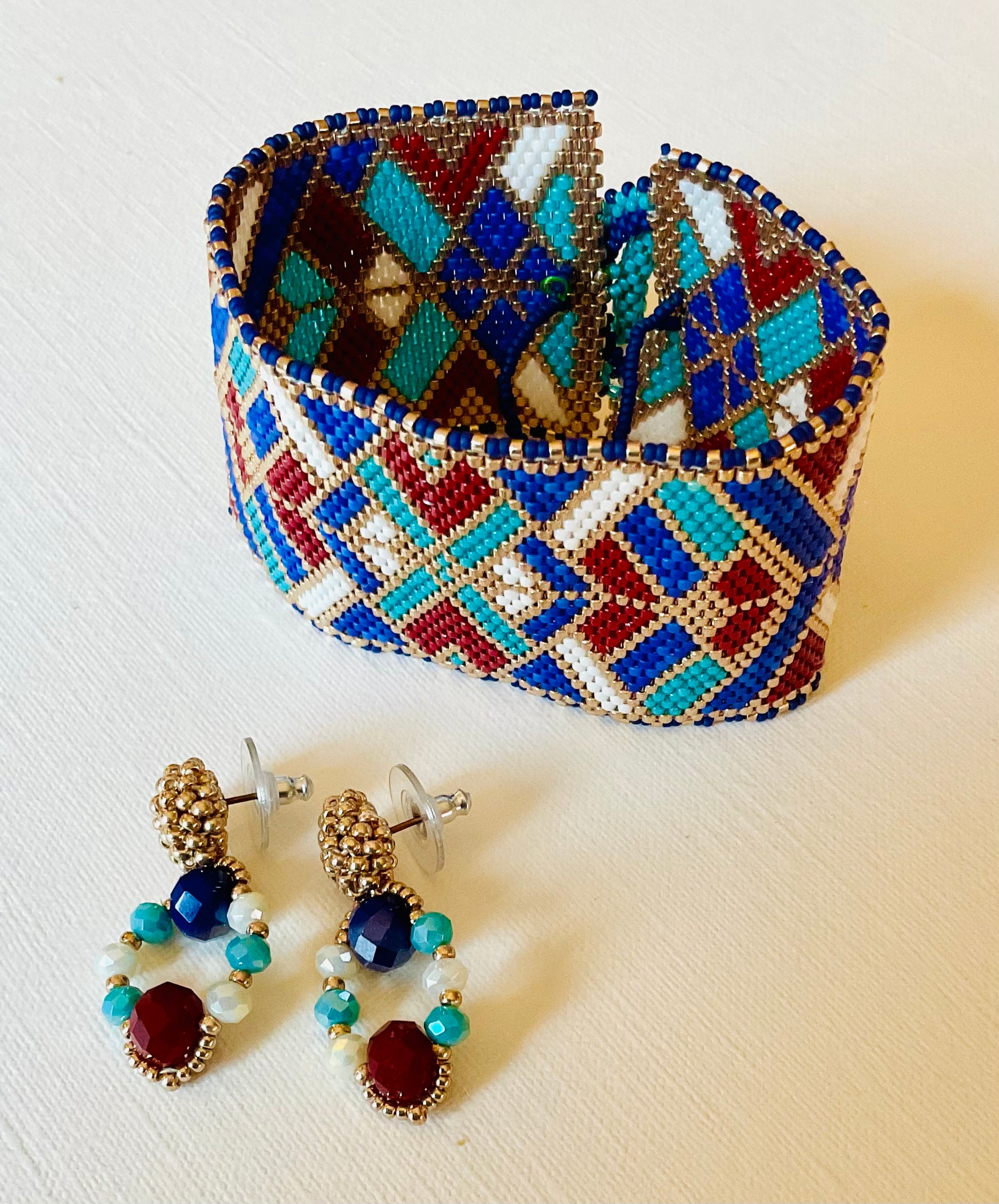 Bracciale con orecchini fatti a mano cn perline Miyuki