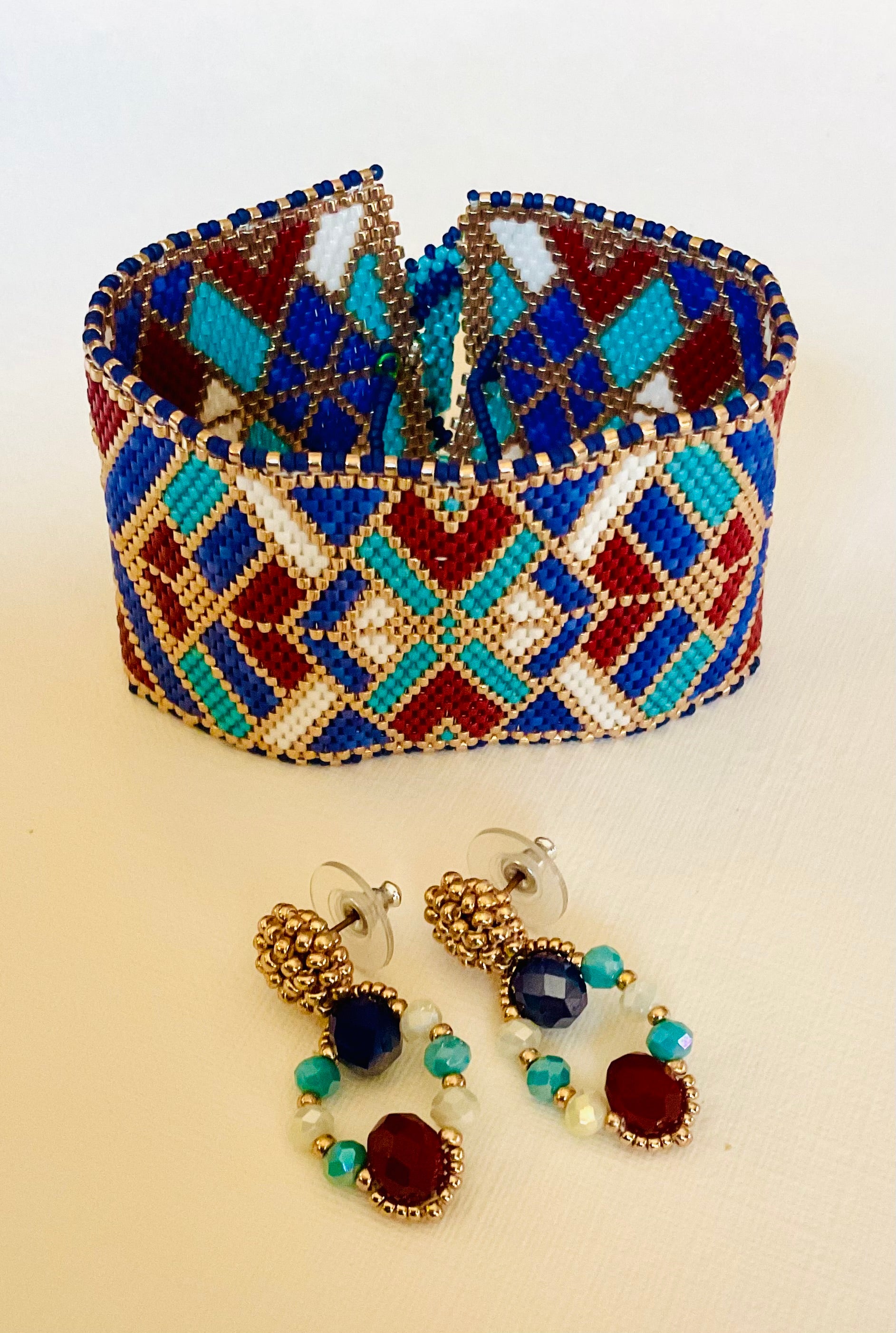 Bracciale con orecchini fatti a mano cn perline Miyuki