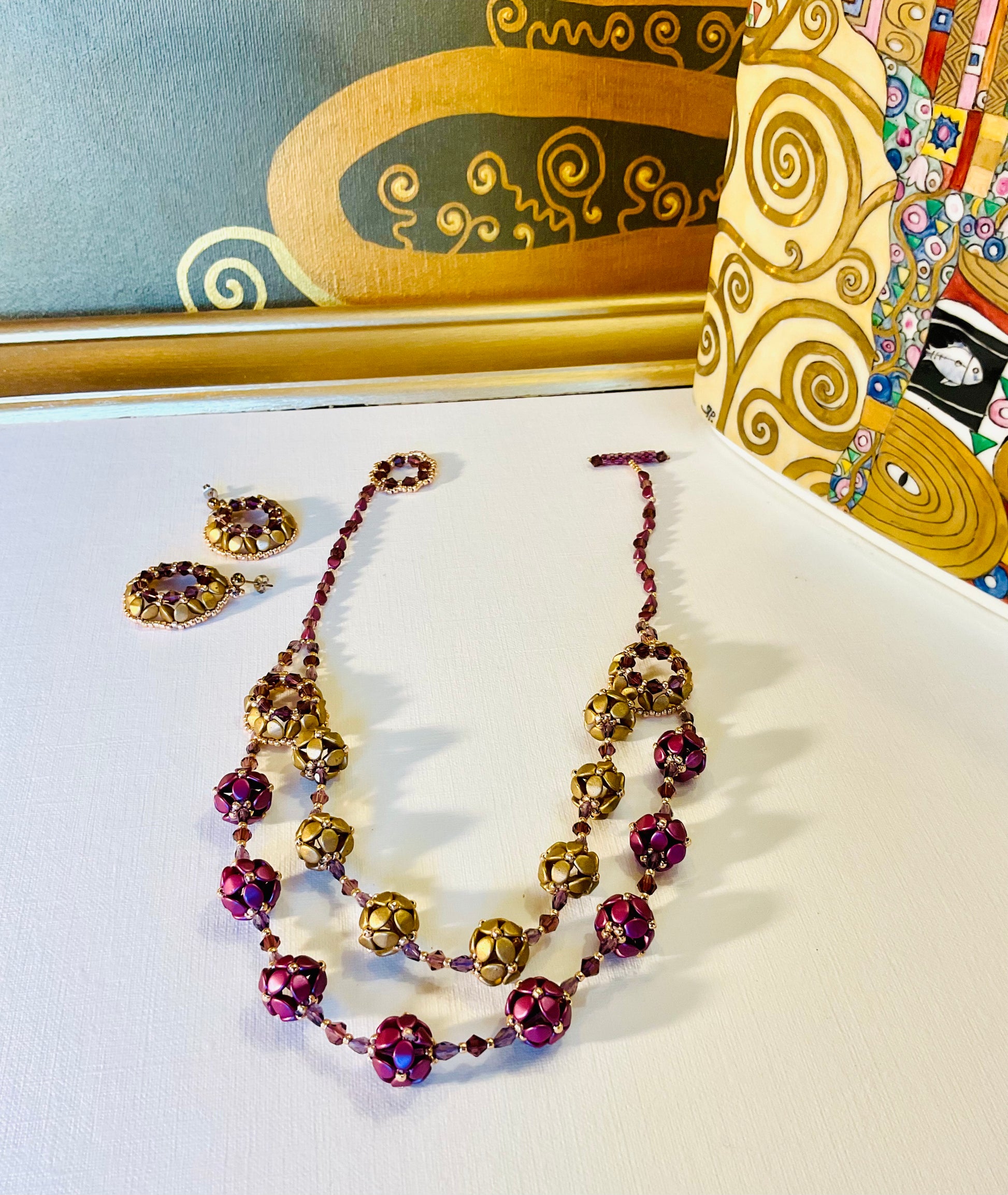 Collana ed orecchini artigianali fatti a mano  perline Miyuki 