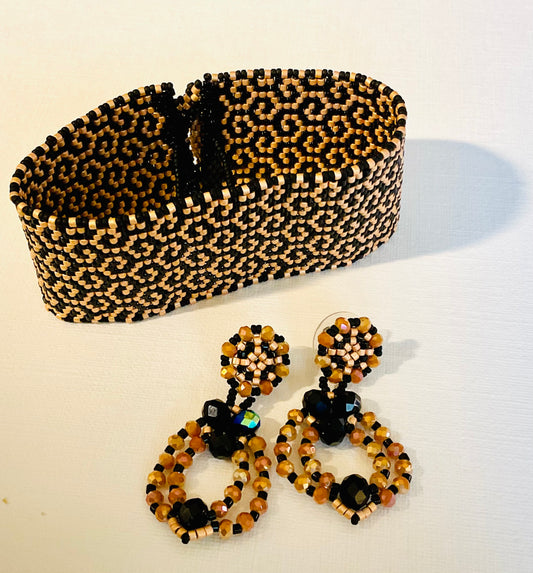 Bracciale con orecchini fatti a mano cn perline Miyuki
