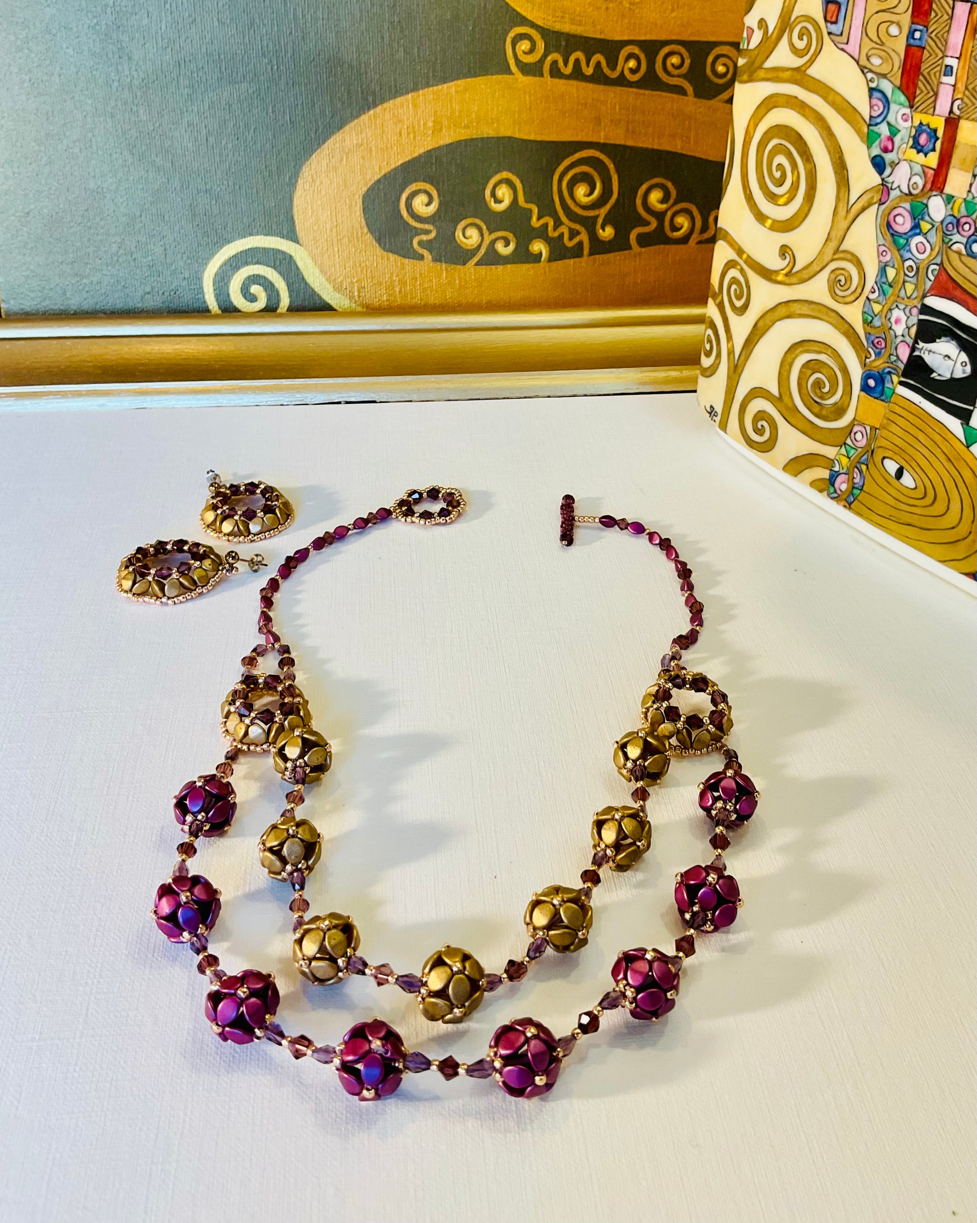 Collana ed orecchini artigianali fatti a mano  perline Miyuki 