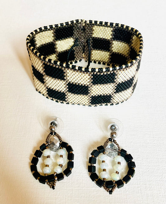 Bracciale con orecchini fatti a mano cn perline Miyuki