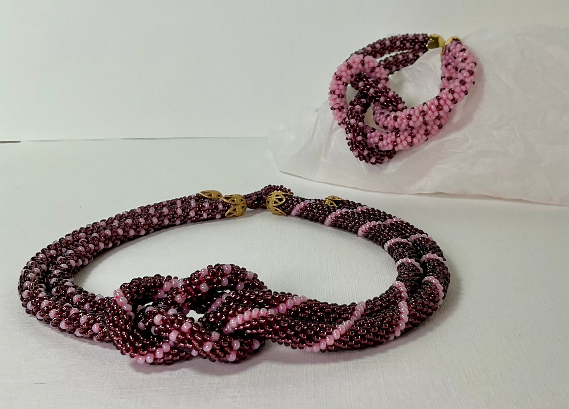 Collana e bracciale fatti a mano con perline in vetro Miyuki 
