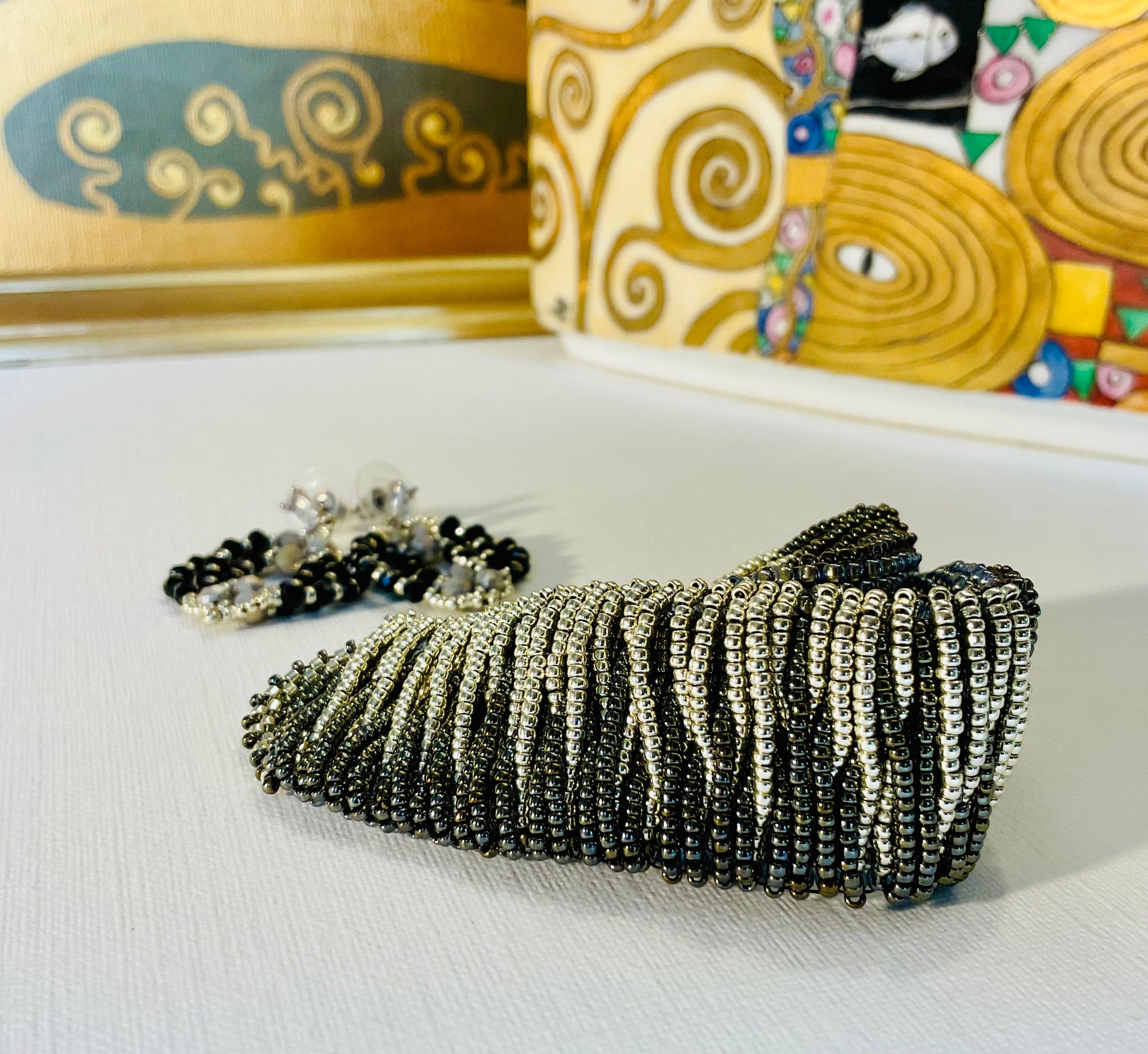 Bracciale con orecchini fatti a mano con perline in vetro Miyuki