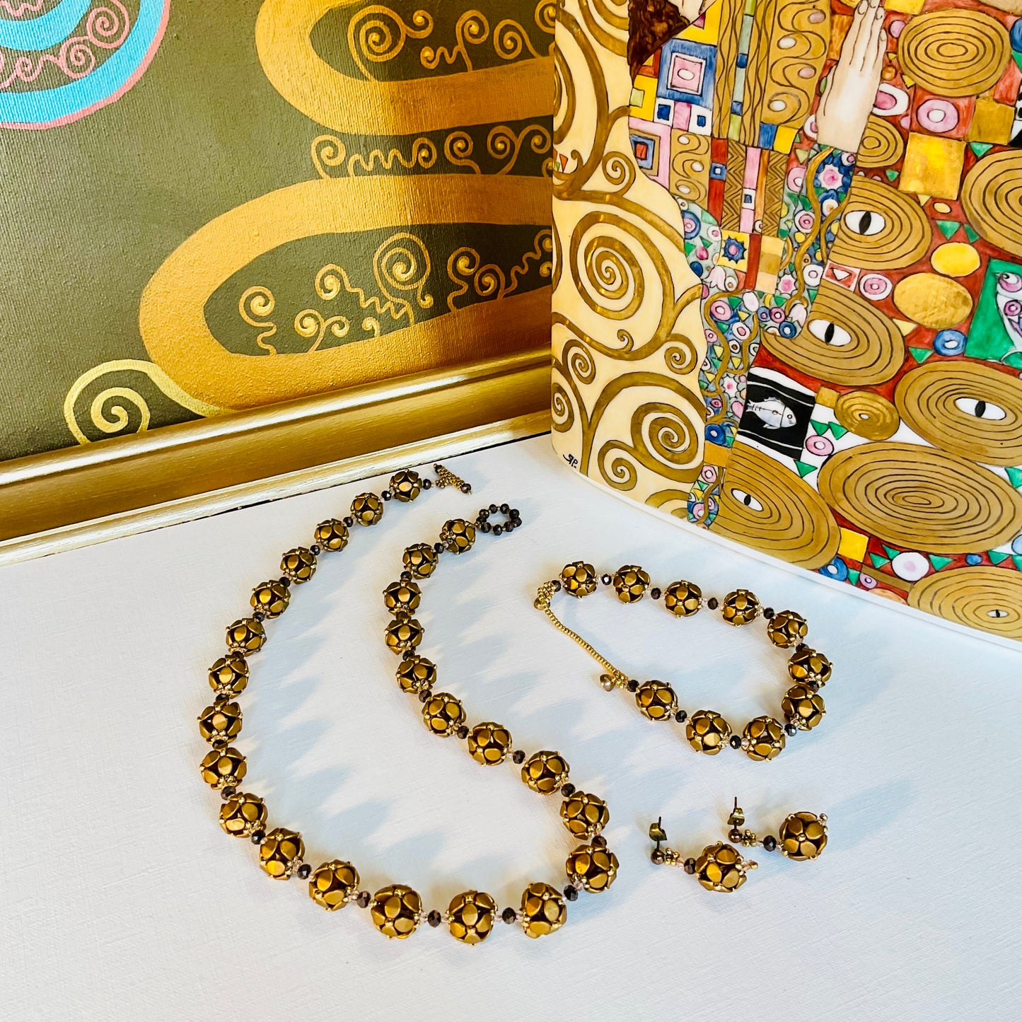 Collana con bracciale ed orecchini artigianali fatti a mano  perline Miyuki
