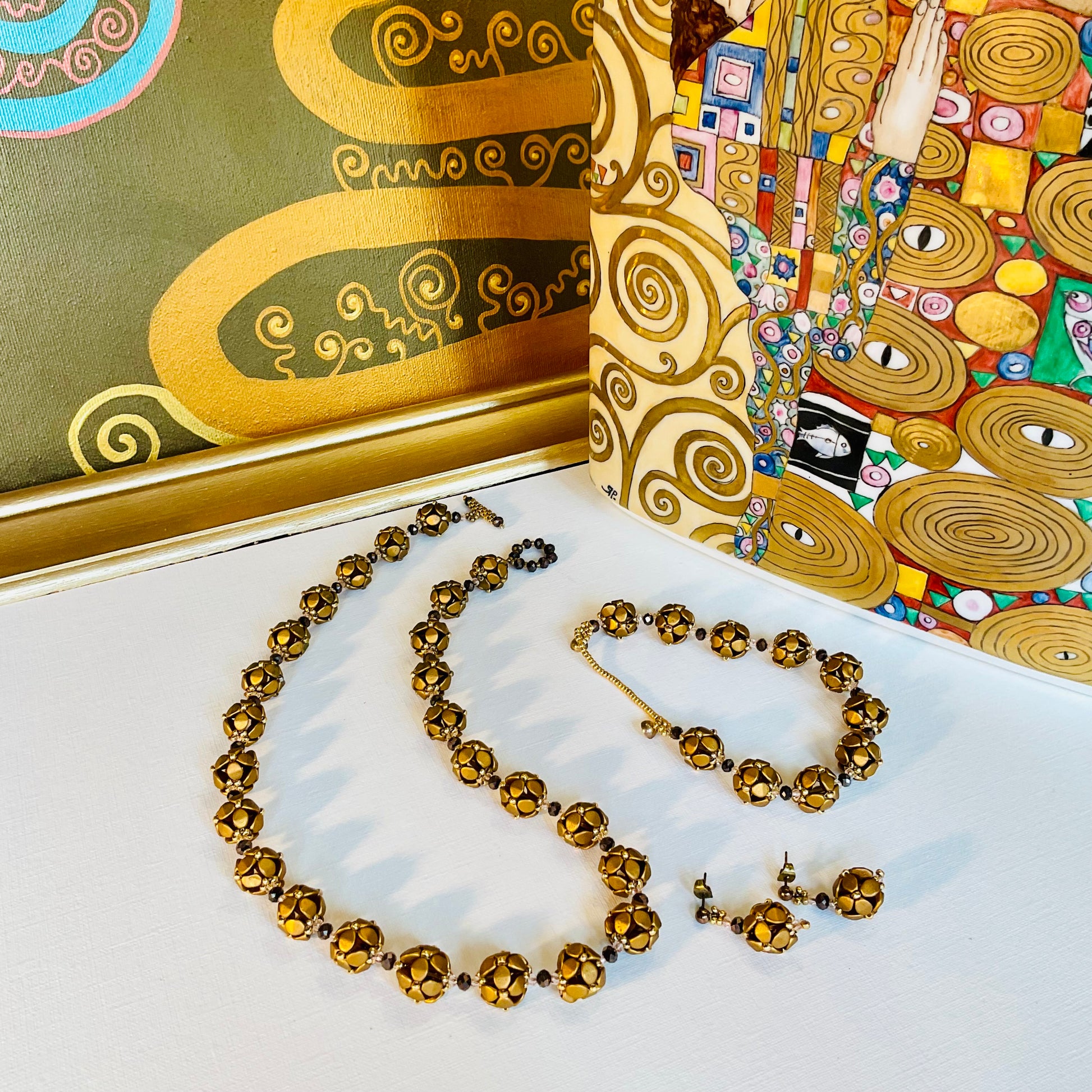 Collana con bracciale ed orecchini artigianali fatti a mano  perline Miyuki