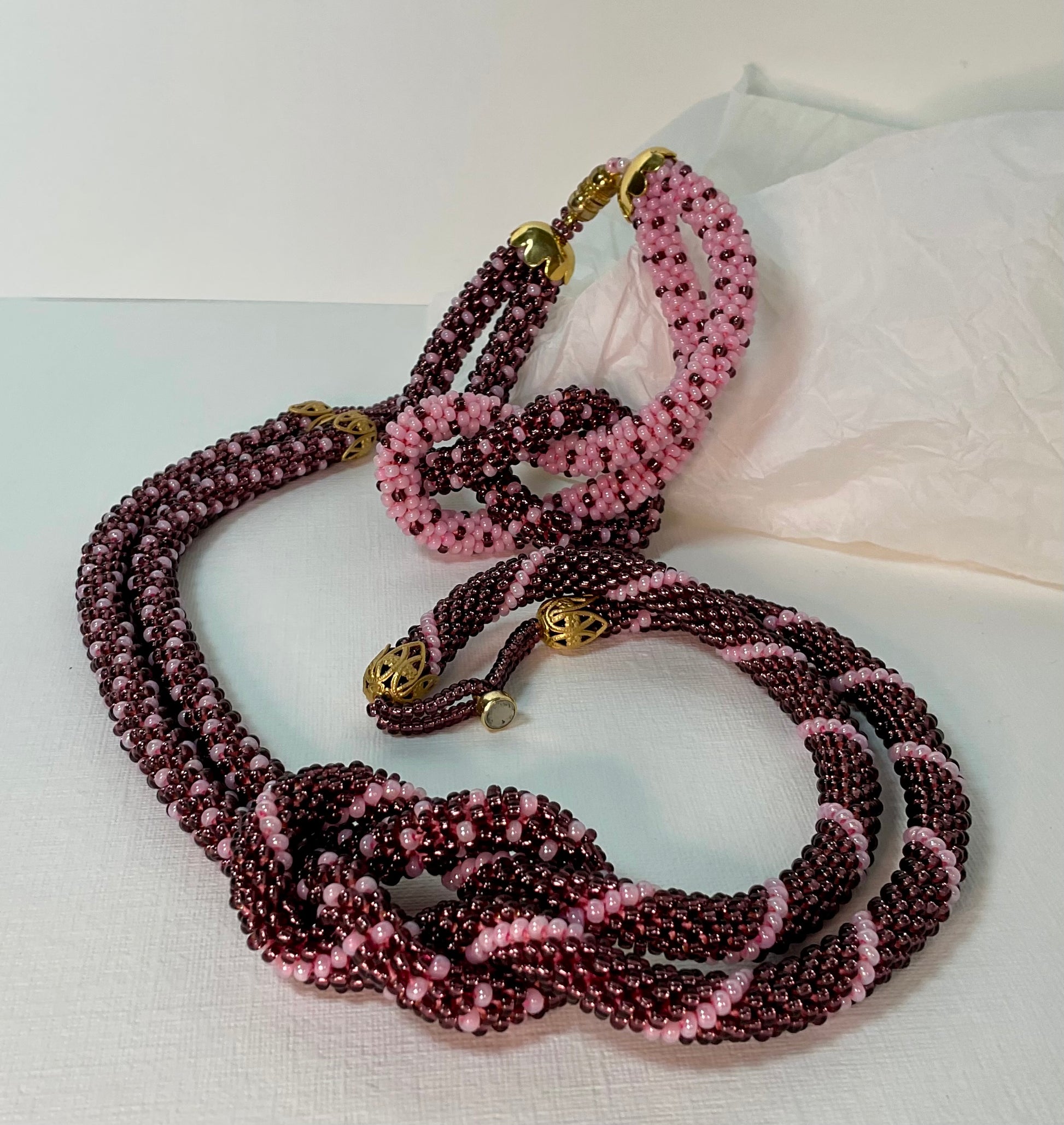 Collana e bracciale fatti a mano con perline in vetro Miyuki 