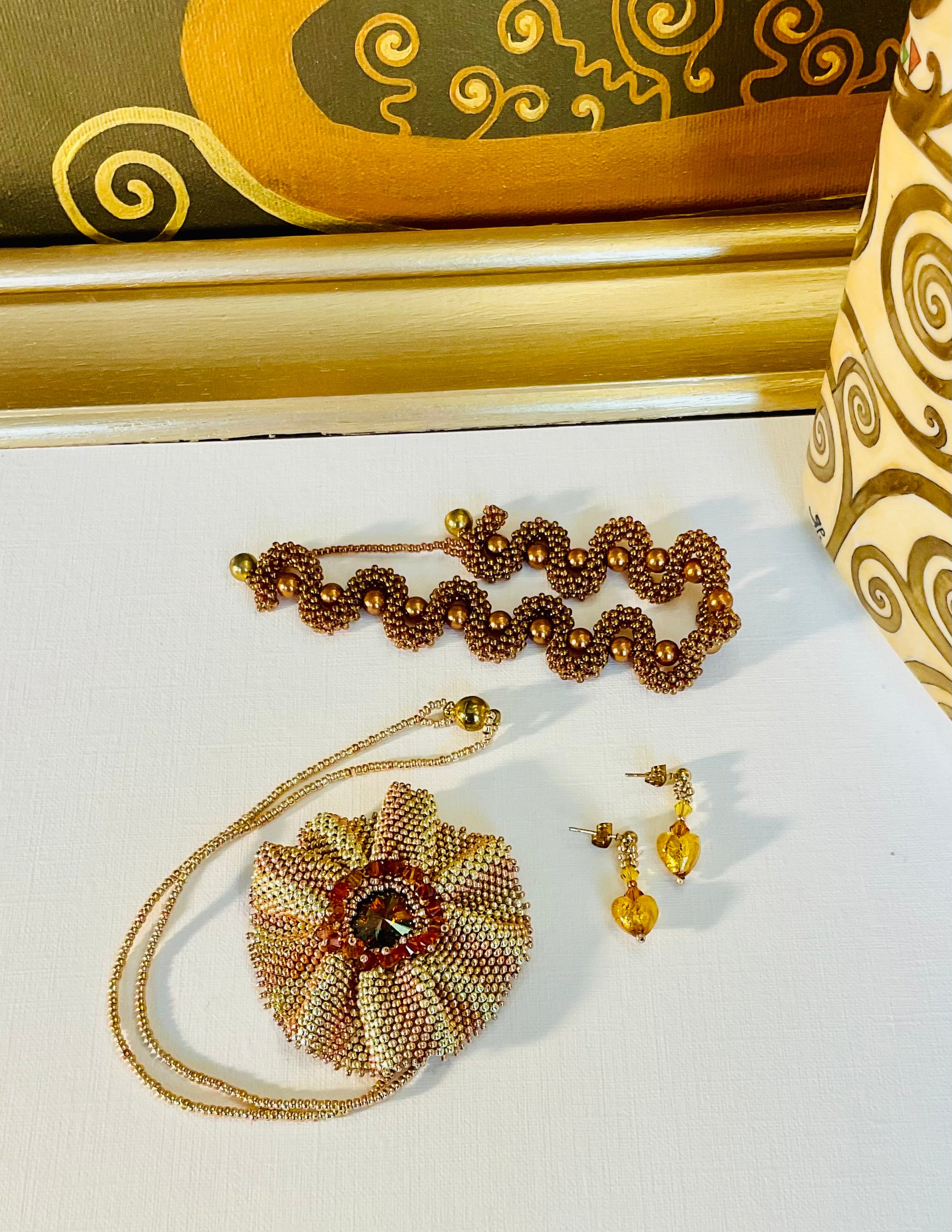 Collana con bracciale artigianali fatti a mano con perline in vetro Miyuki 