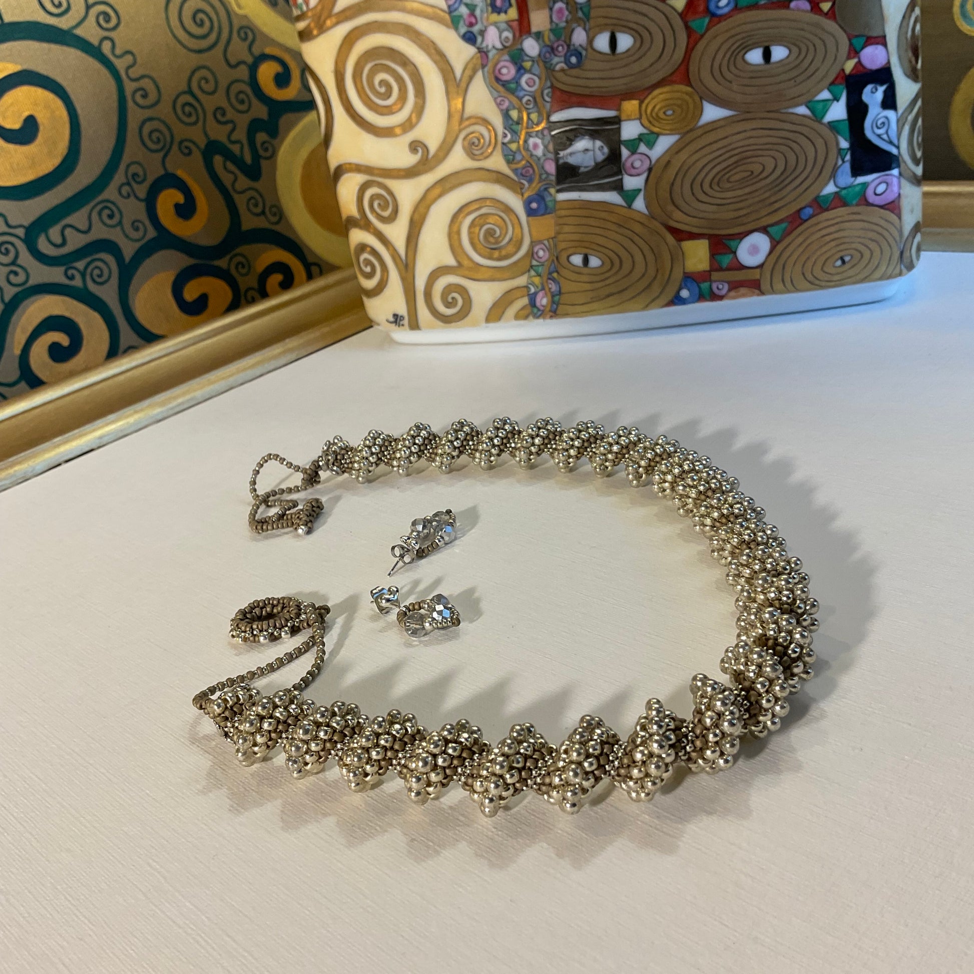 Collana ed orecchini artigianali fatti a mano  perline Miyuki 