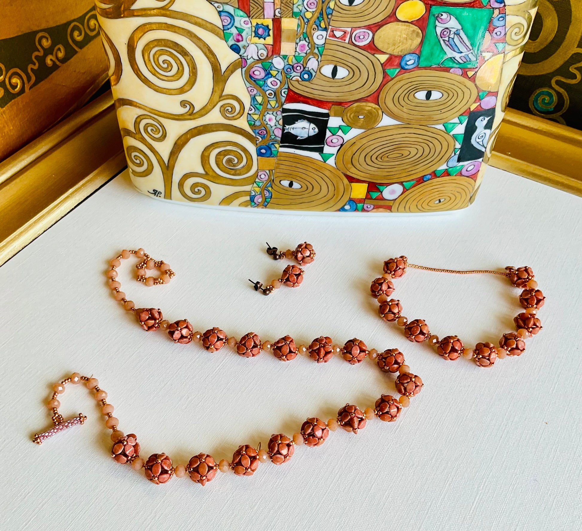 Collana con bracciale ed orecchini artigianali fatti a mano  perline Miyuki
