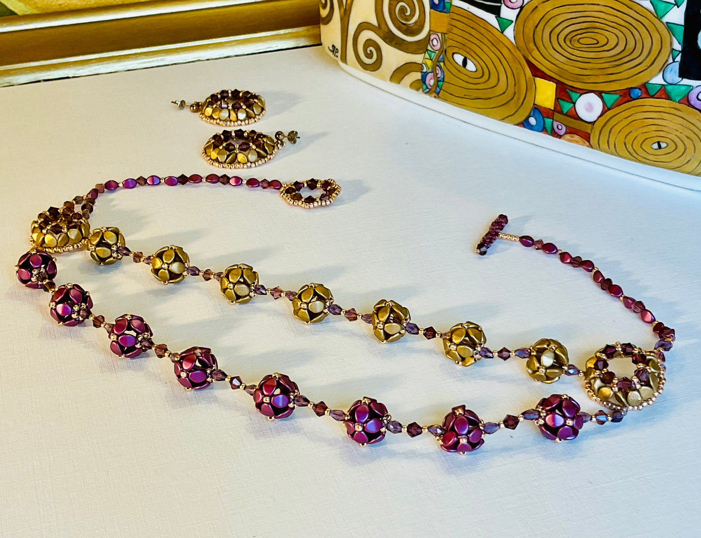 Collana ed orecchini artigianali fatti a mano  perline Miyuki 