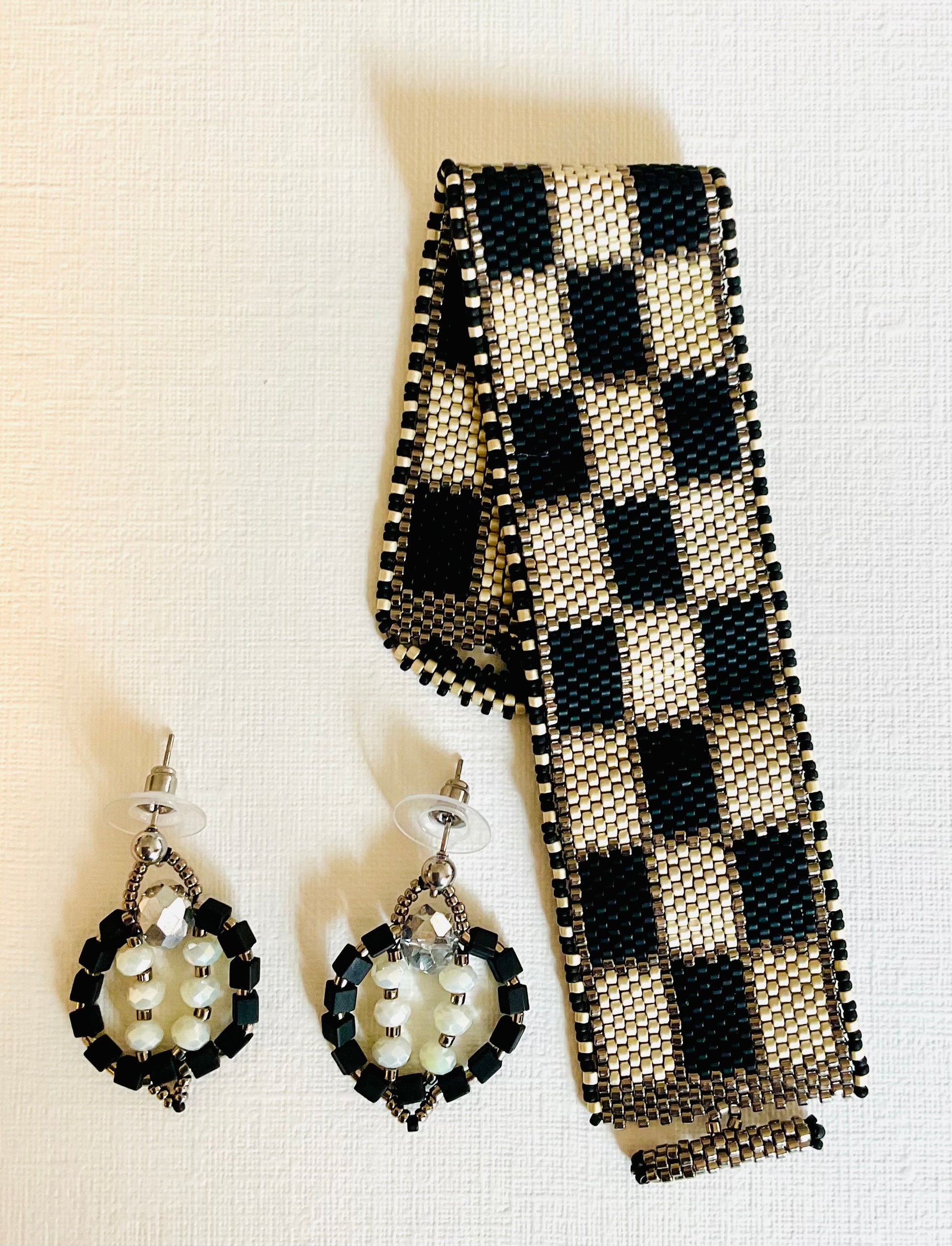 Bracciale con orecchini fatti a mano cn perline Miyuki