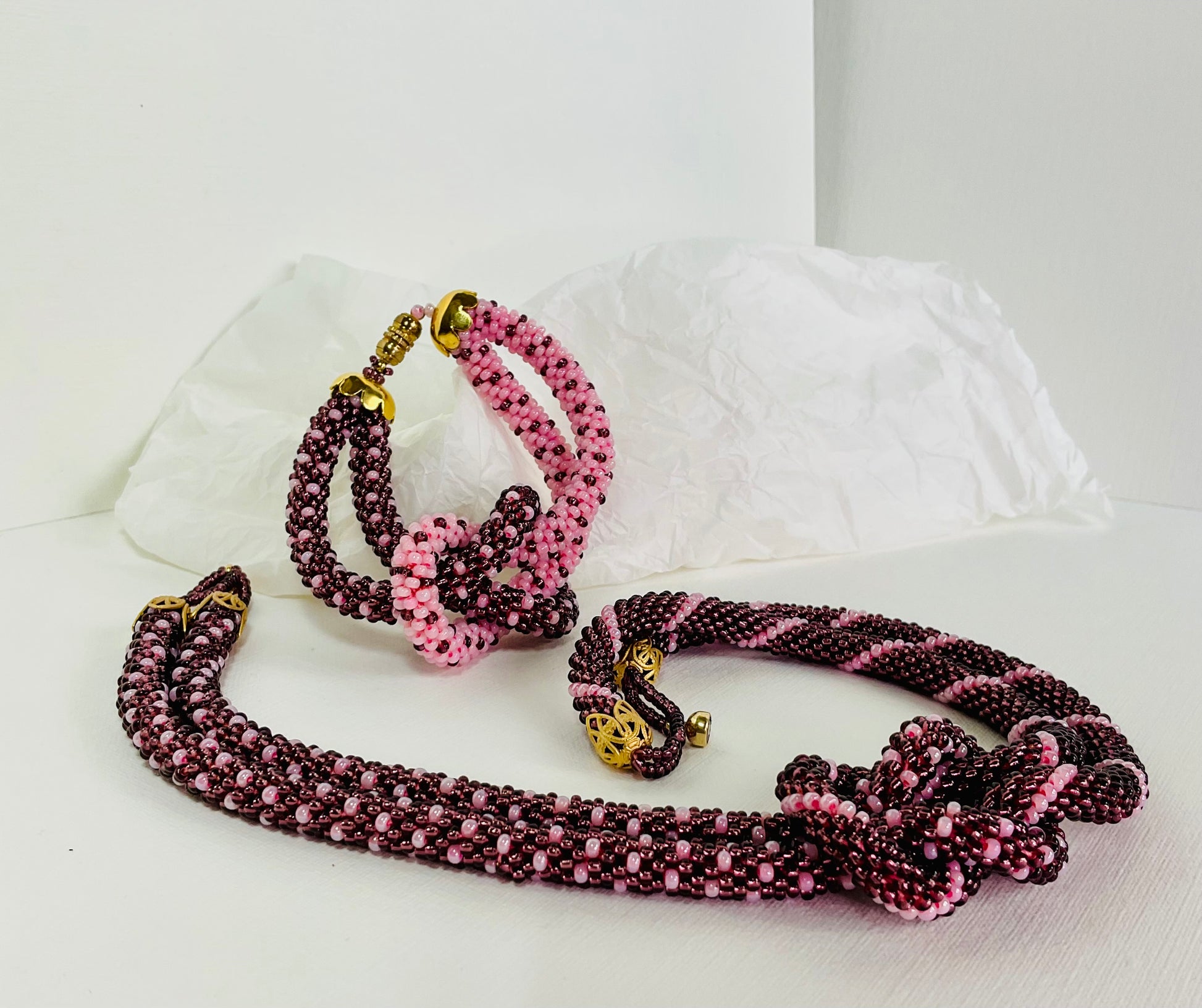 Collana e bracciale fatti a mano con perline in vetro Miyuki 